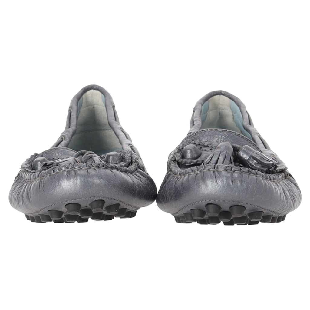Balenciaga Tassel Embellished Loafers in Grey Leather