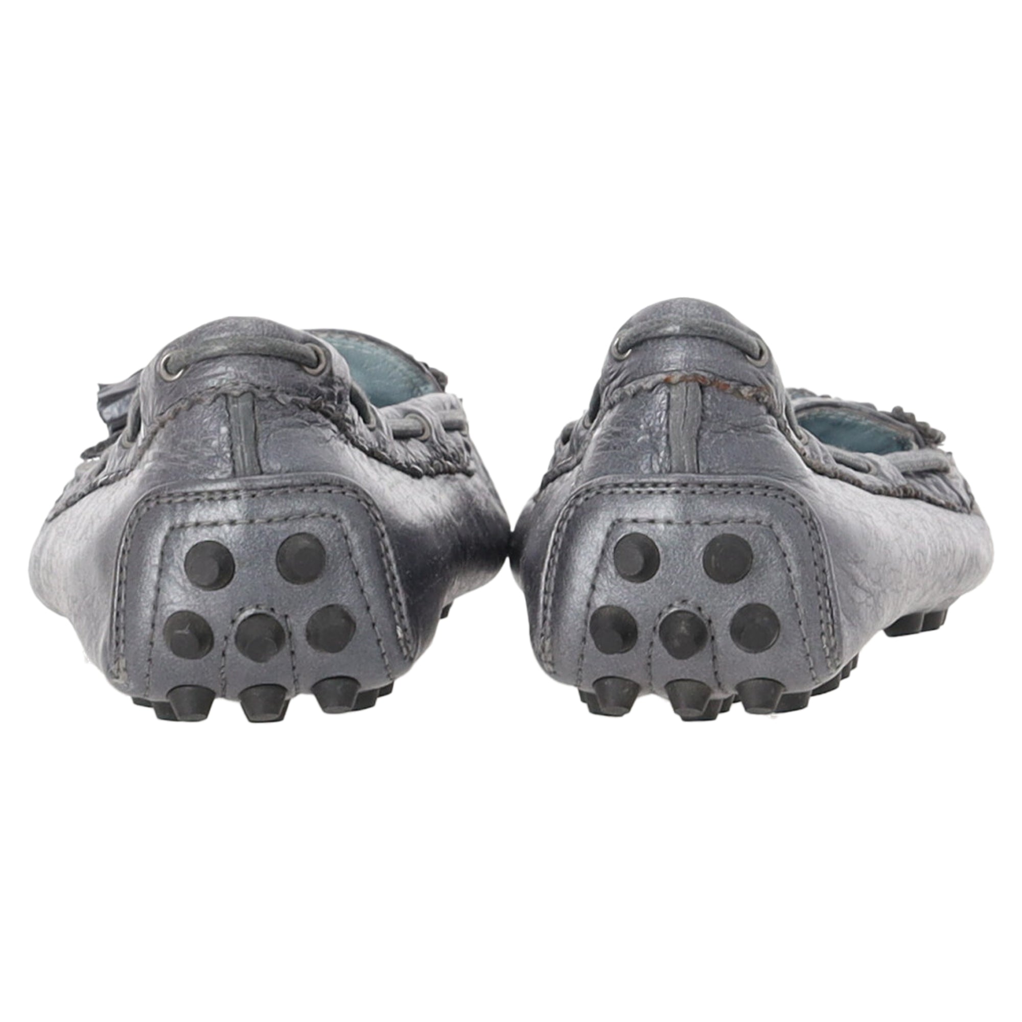 Balenciaga Tassel Embellished Loafers in Grey Leather