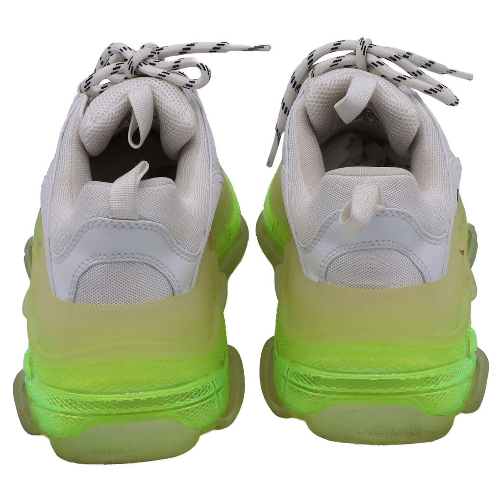 Women's Balenciaga Triple S Clear Sole Sneakers in White Fluo Yellow Polyester