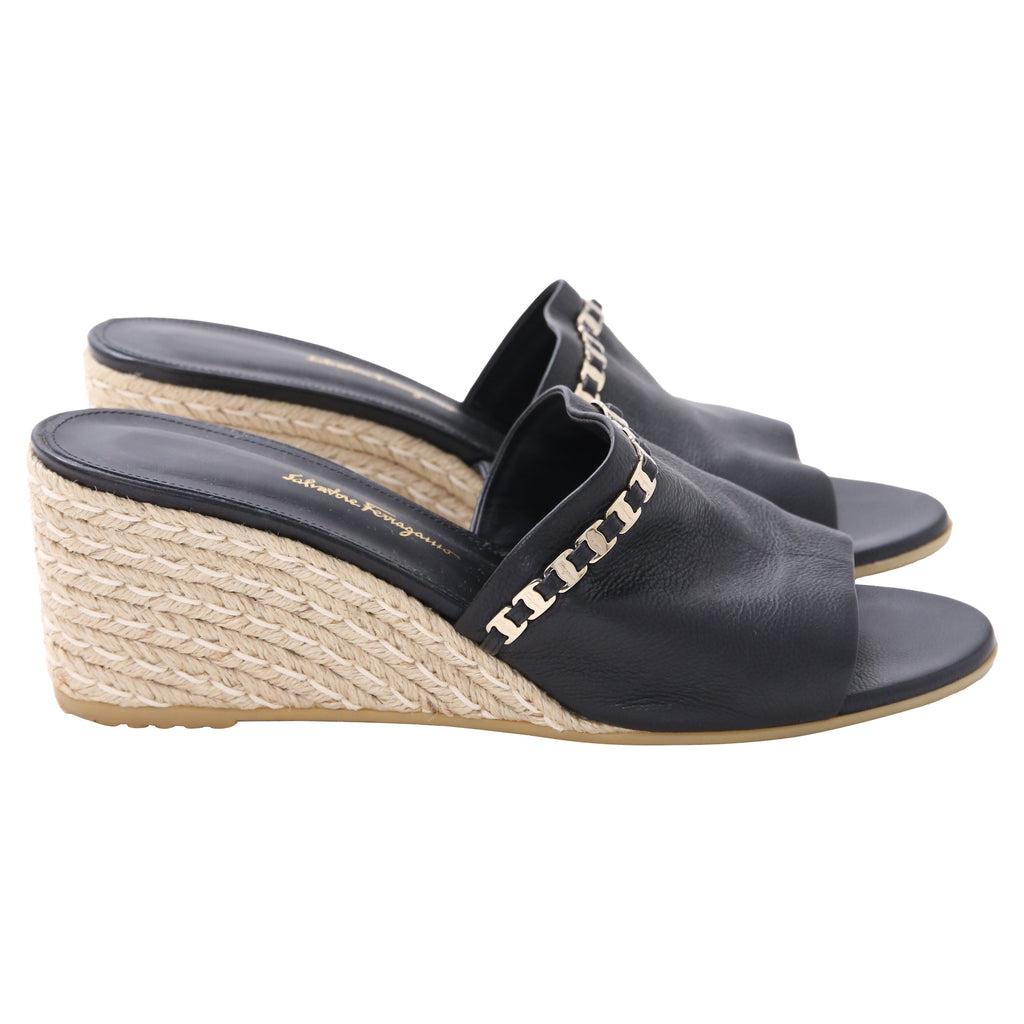 Ferragamo Thassos Embellished Mules in Black Leather