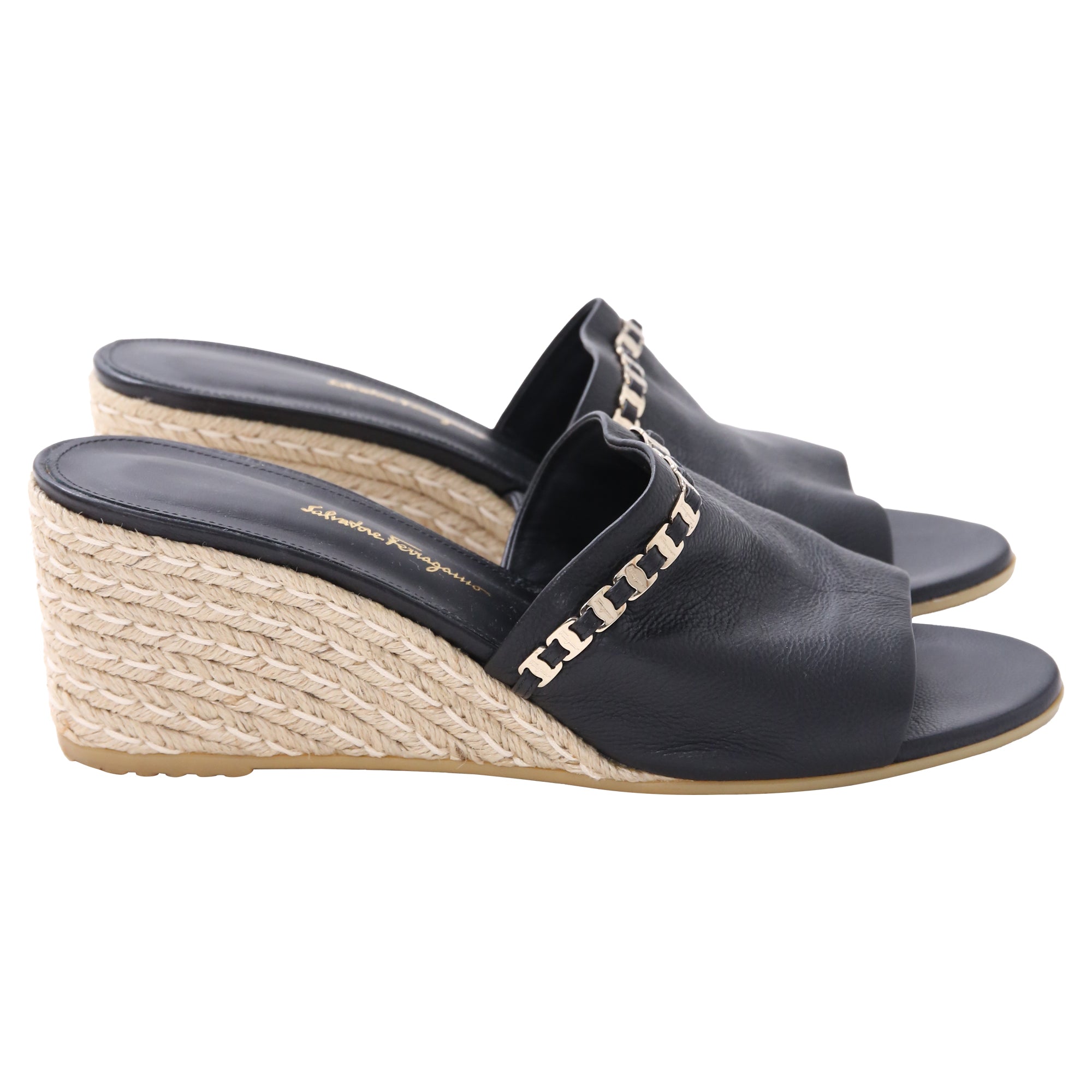 Ferragamo Thassos Embellished Mules in Black Leather