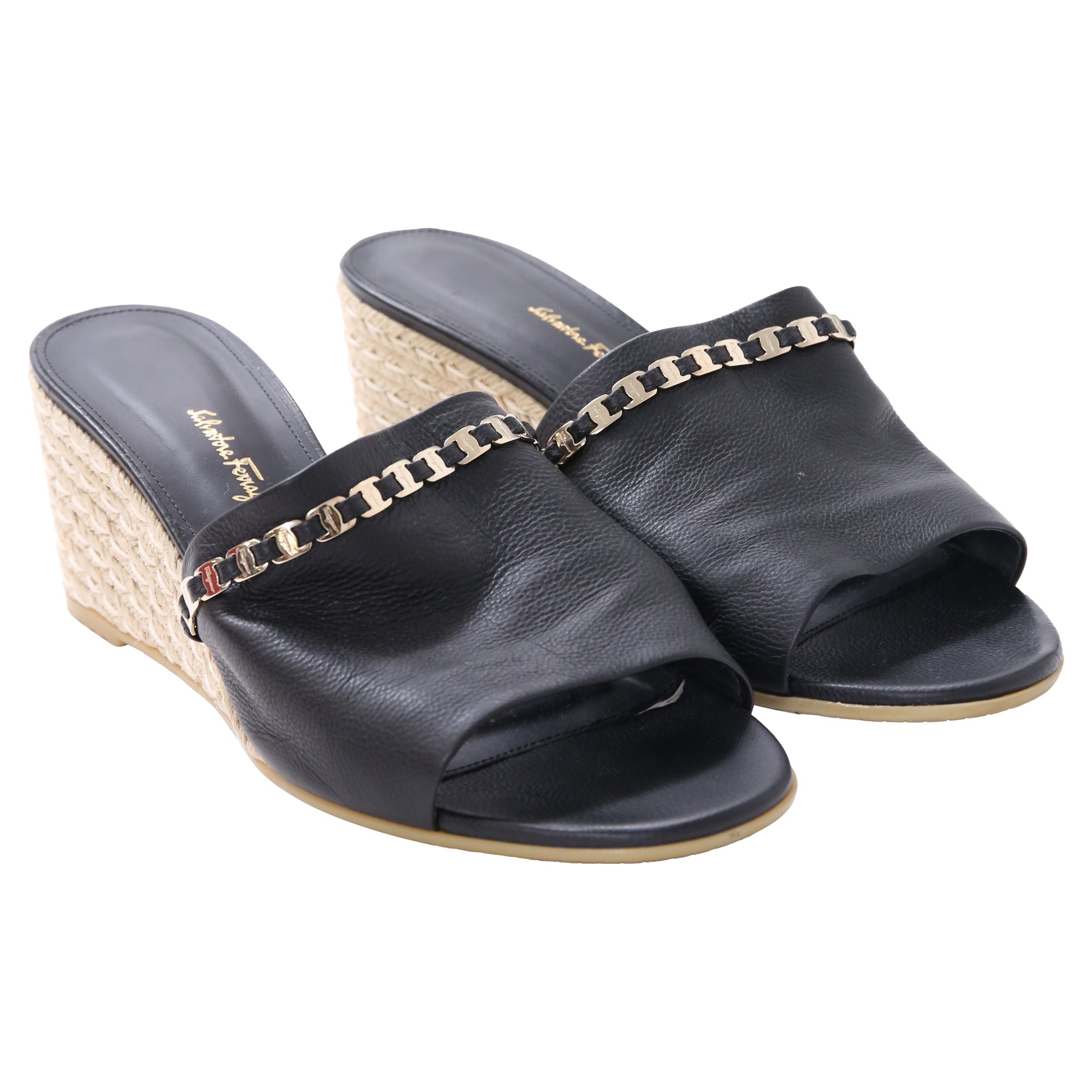 Ferragamo Thassos Embellished Mules in Black Leather