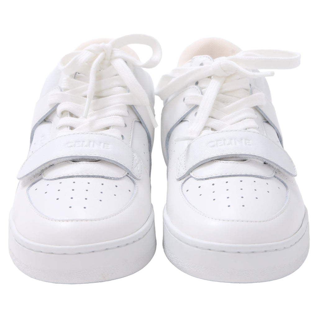 Celine CT-02 Mid High Top Sneakers in White Leather