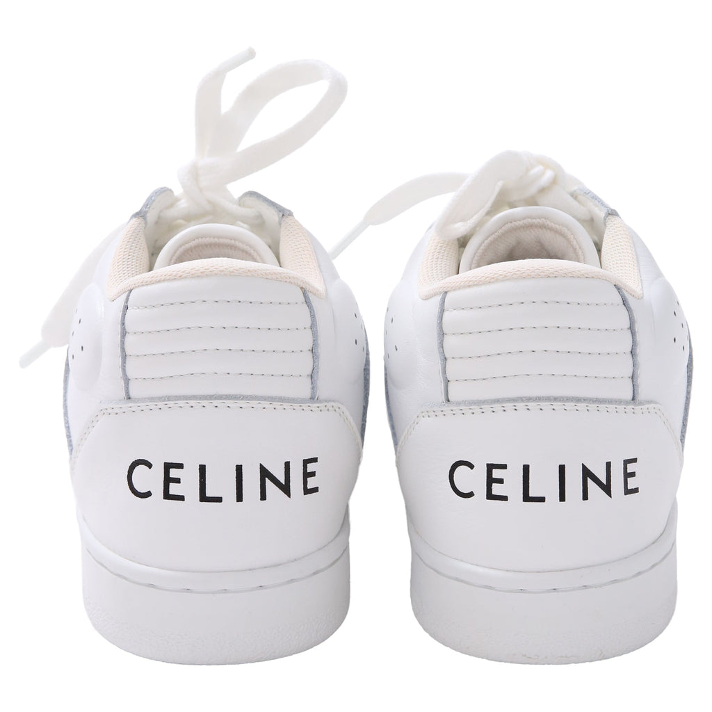 Celine CT-02 Mid High Top Sneakers in White Leather