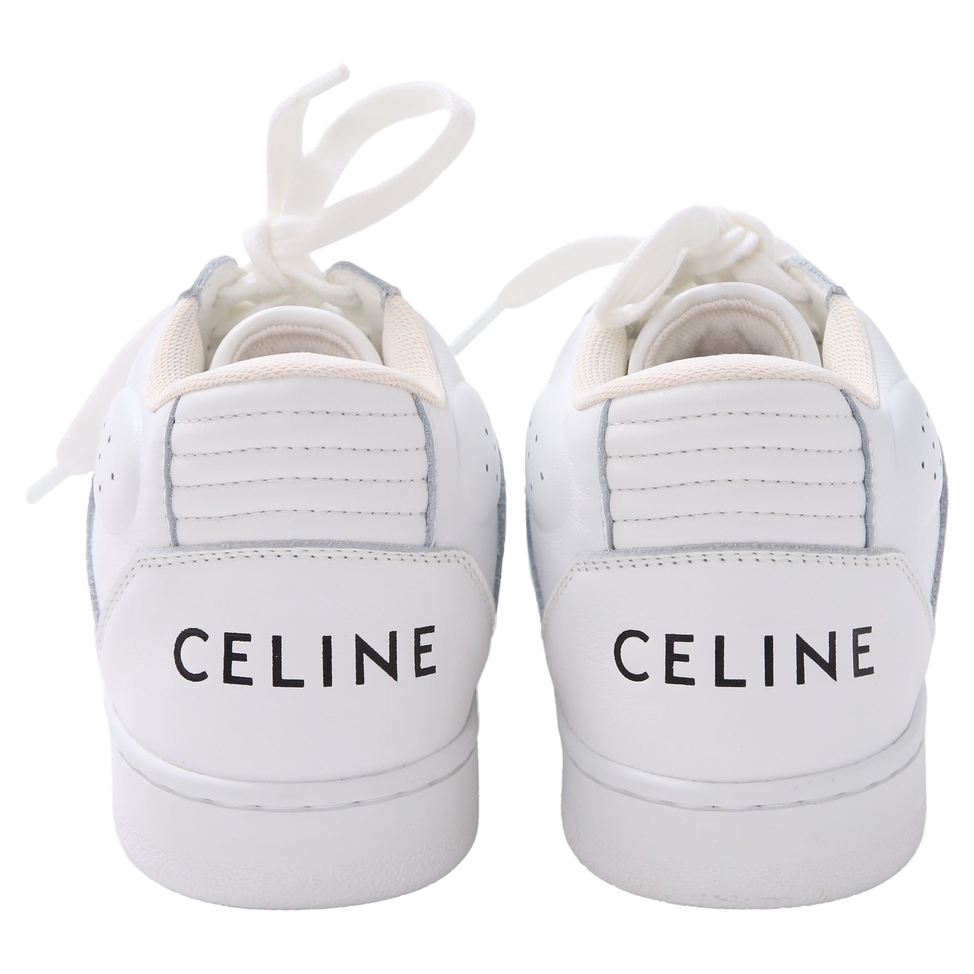 Celine CT-02 Mid High Top Sneakers in White Leather