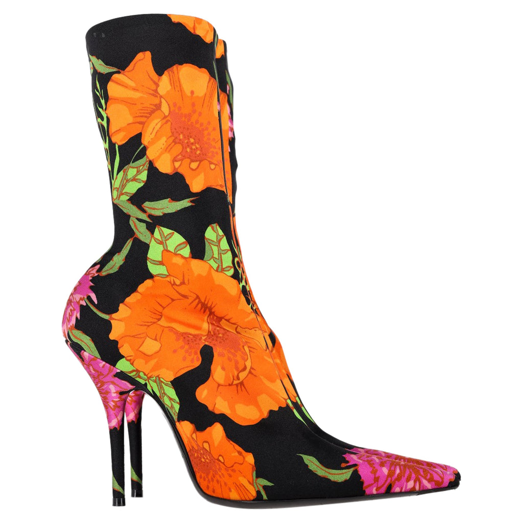 Women's Balenciaga Floral Printed Sock Boots in Multicolor Neoprene