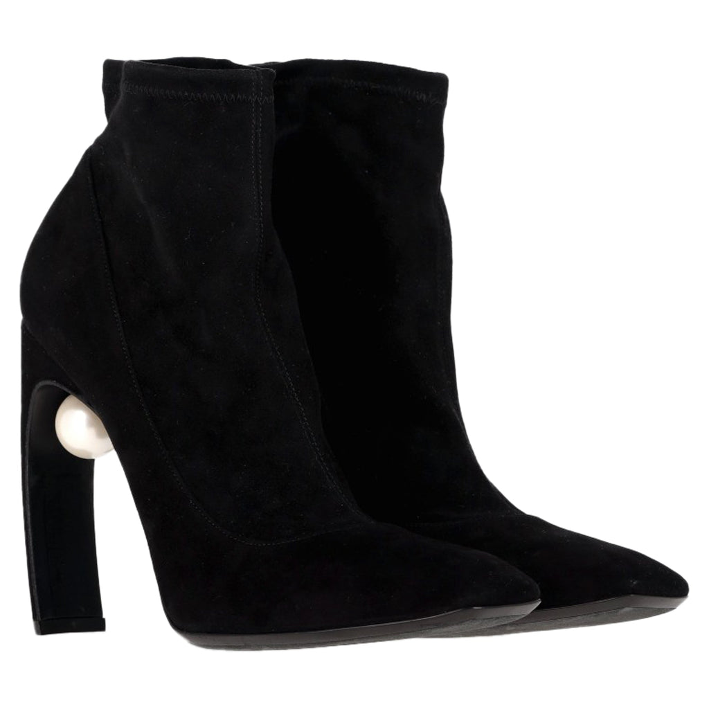 Women's Nicholas Kirkwood Maeva Pearl Ankle Boots in Black Suede