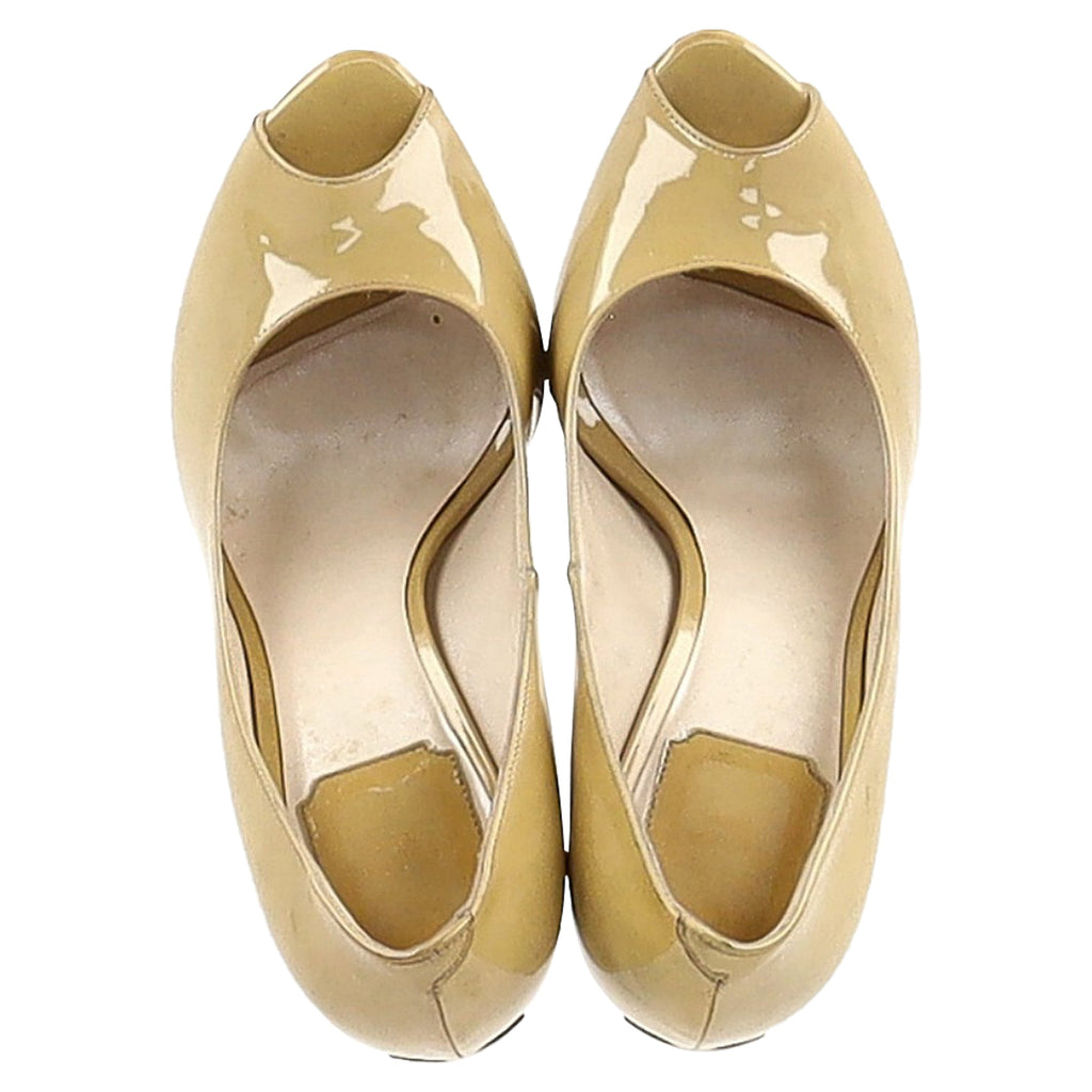 Dior Miss Dior Peep-Toe Pumps in Yellow Patent Leather