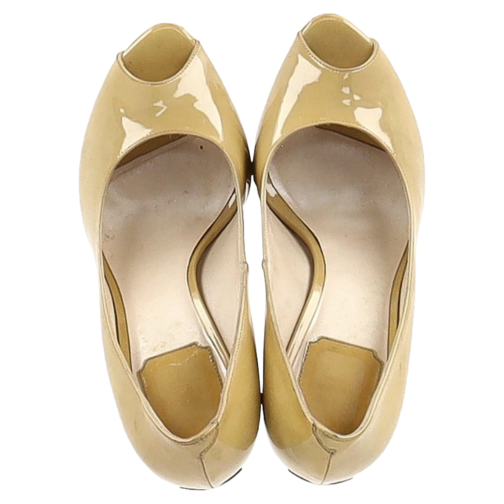 Dior Miss Dior Peep-Toe Pumps in Yellow Patent Leather