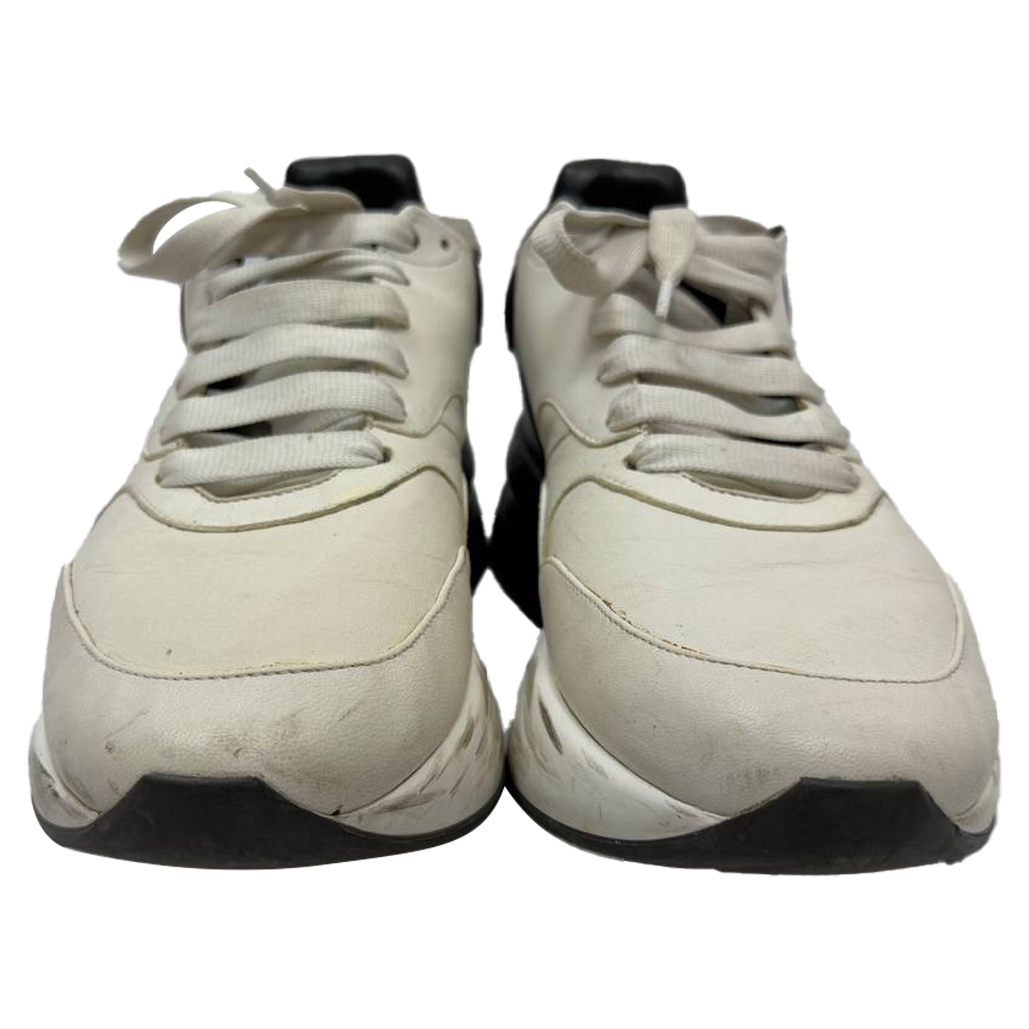 Alexander Mcqueen Oversized Runner Sneakers in Black and White Leather