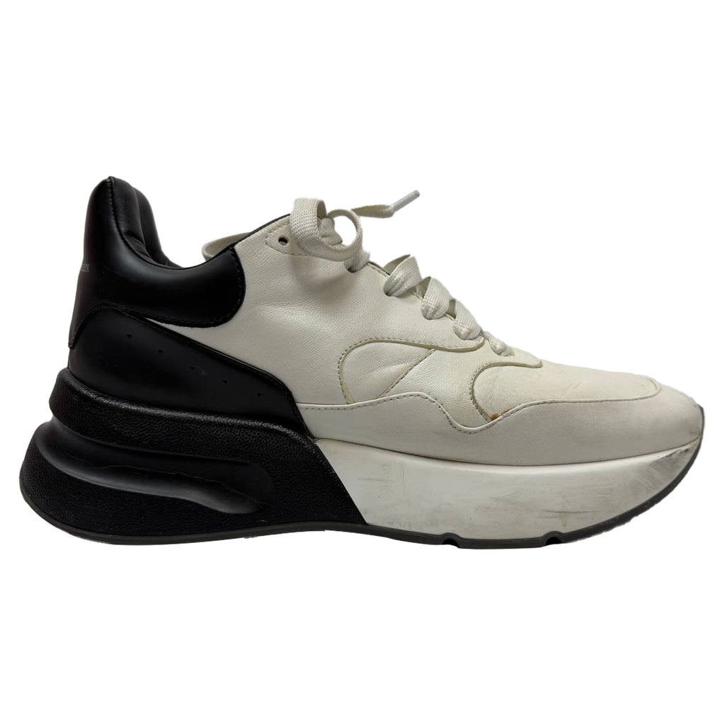 Alexander Mcqueen Oversized Runner Sneakers in Black and White Leather