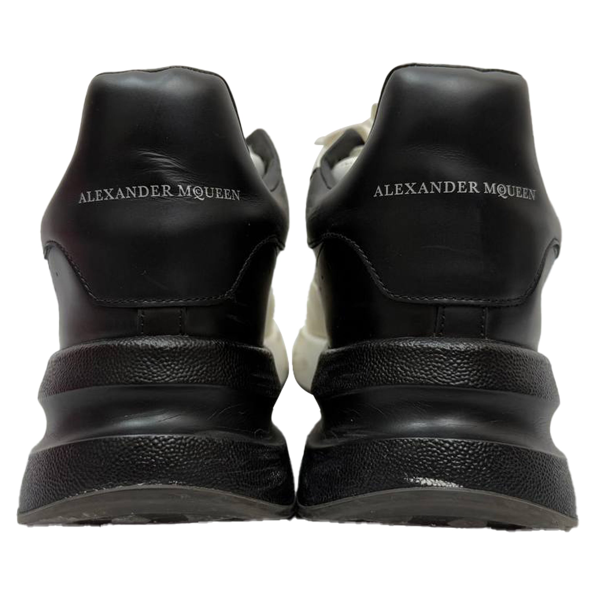Alexander Mcqueen Oversized Runner Sneakers in Black and White Leather