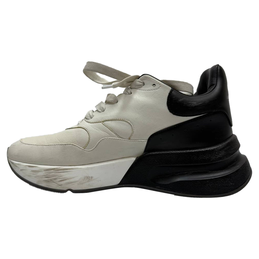 Alexander Mcqueen Oversized Runner Sneakers in Black and White Leather