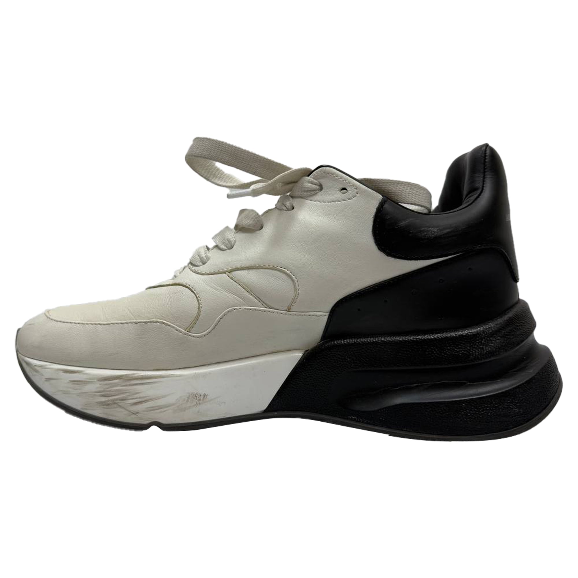 Alexander Mcqueen Oversized Runner Sneakers in Black and White Leather