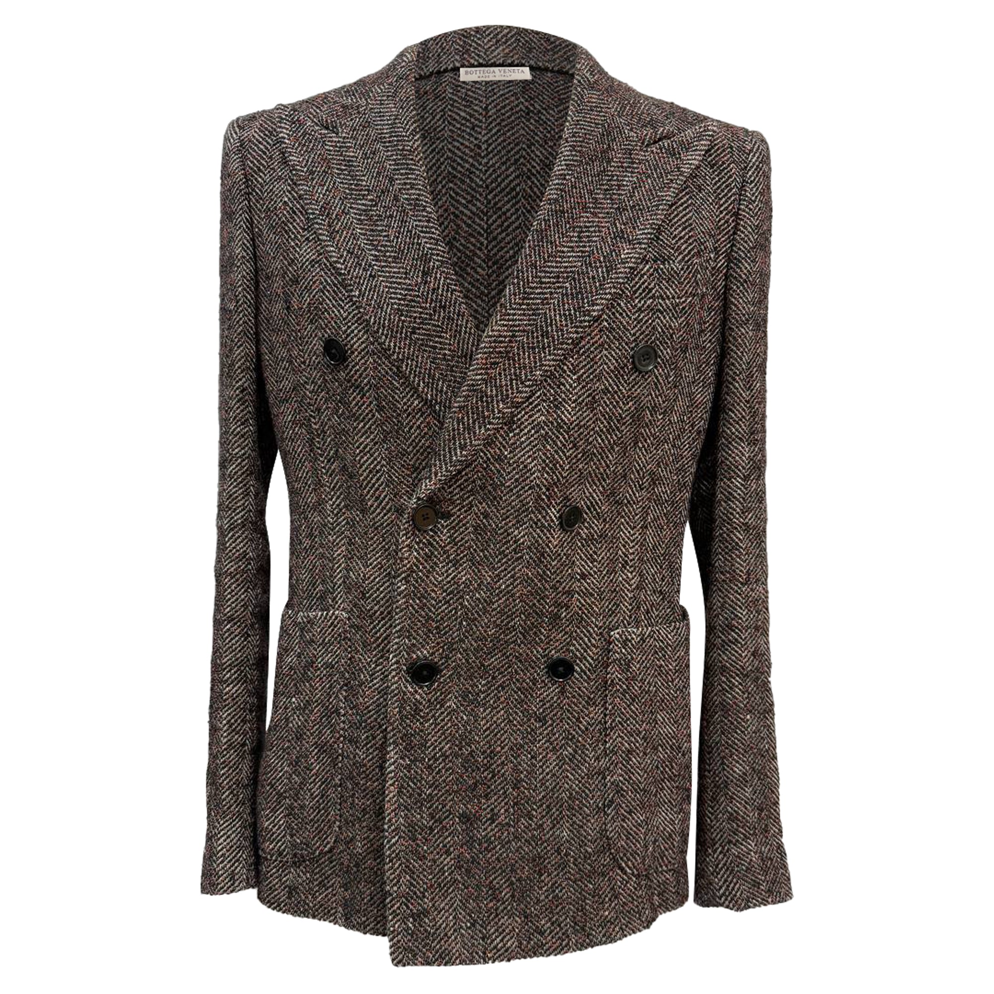 Bottega Veneta Double Breasted Blazer in Brown Wool