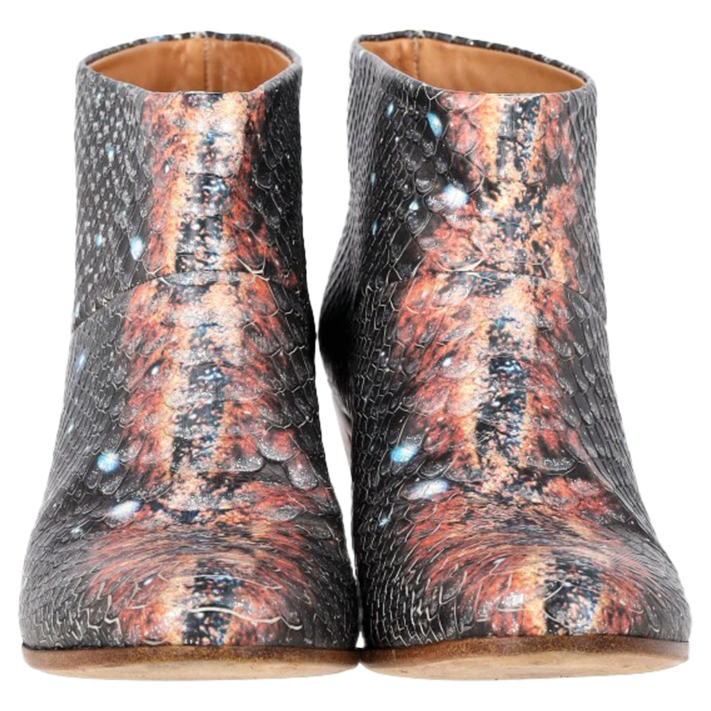 Maison Margiela Snake Embossed Cosmo Print Ankle Boots in Animal Print Leather