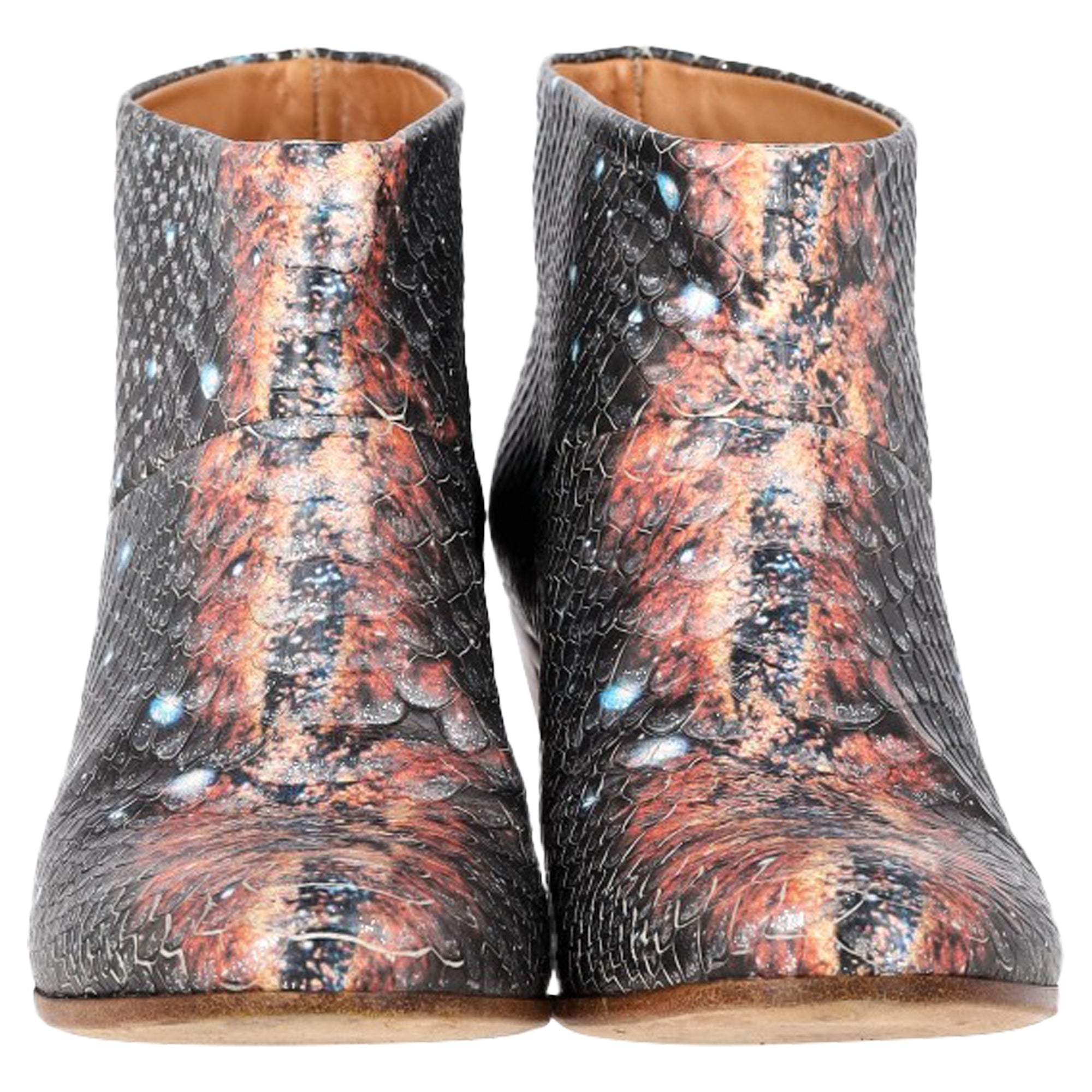 Maison Margiela Snake Embossed Cosmo Print Ankle Boots in Animal Print Leather