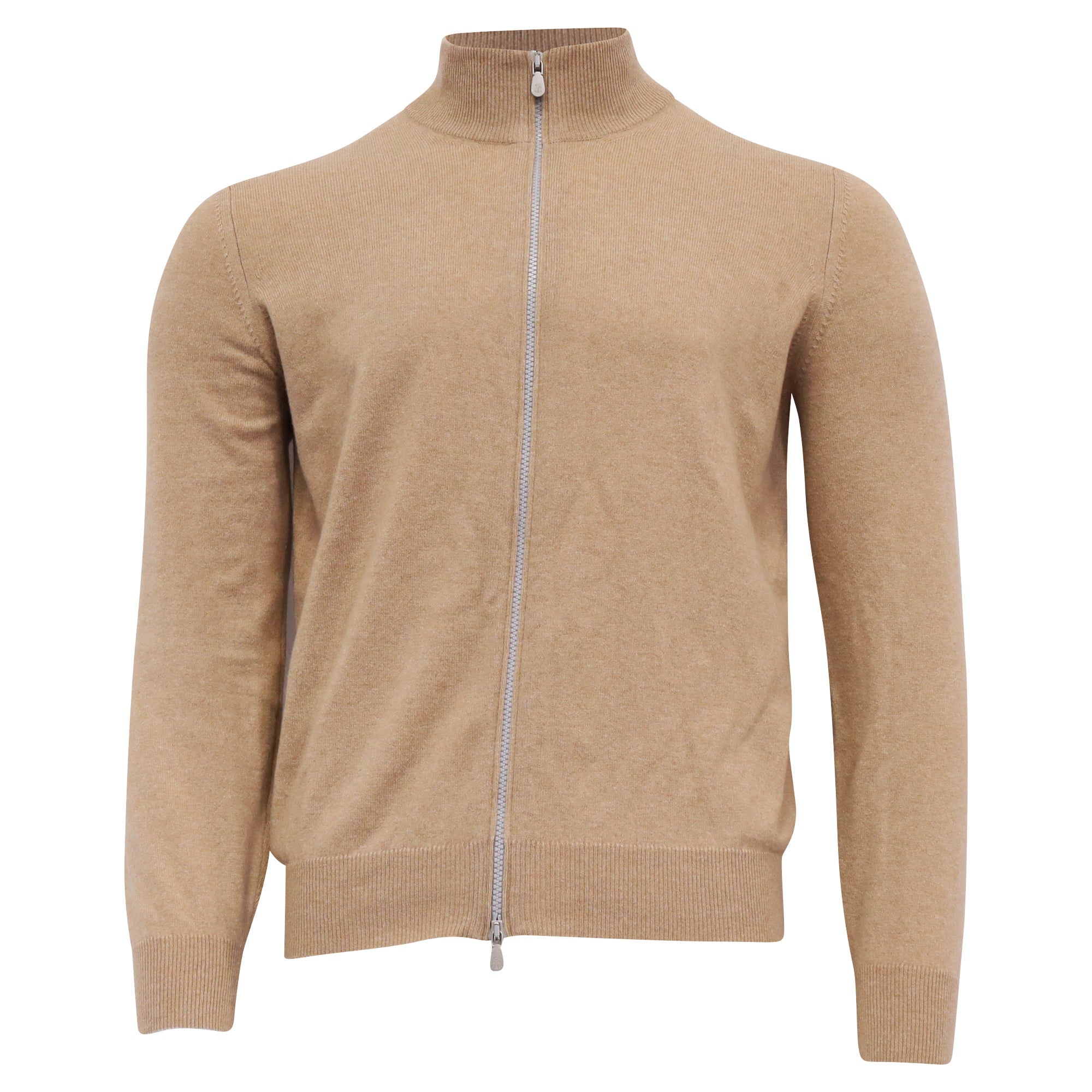 Brunello Cucinelli Zipped Up igan in Brown Cashmere