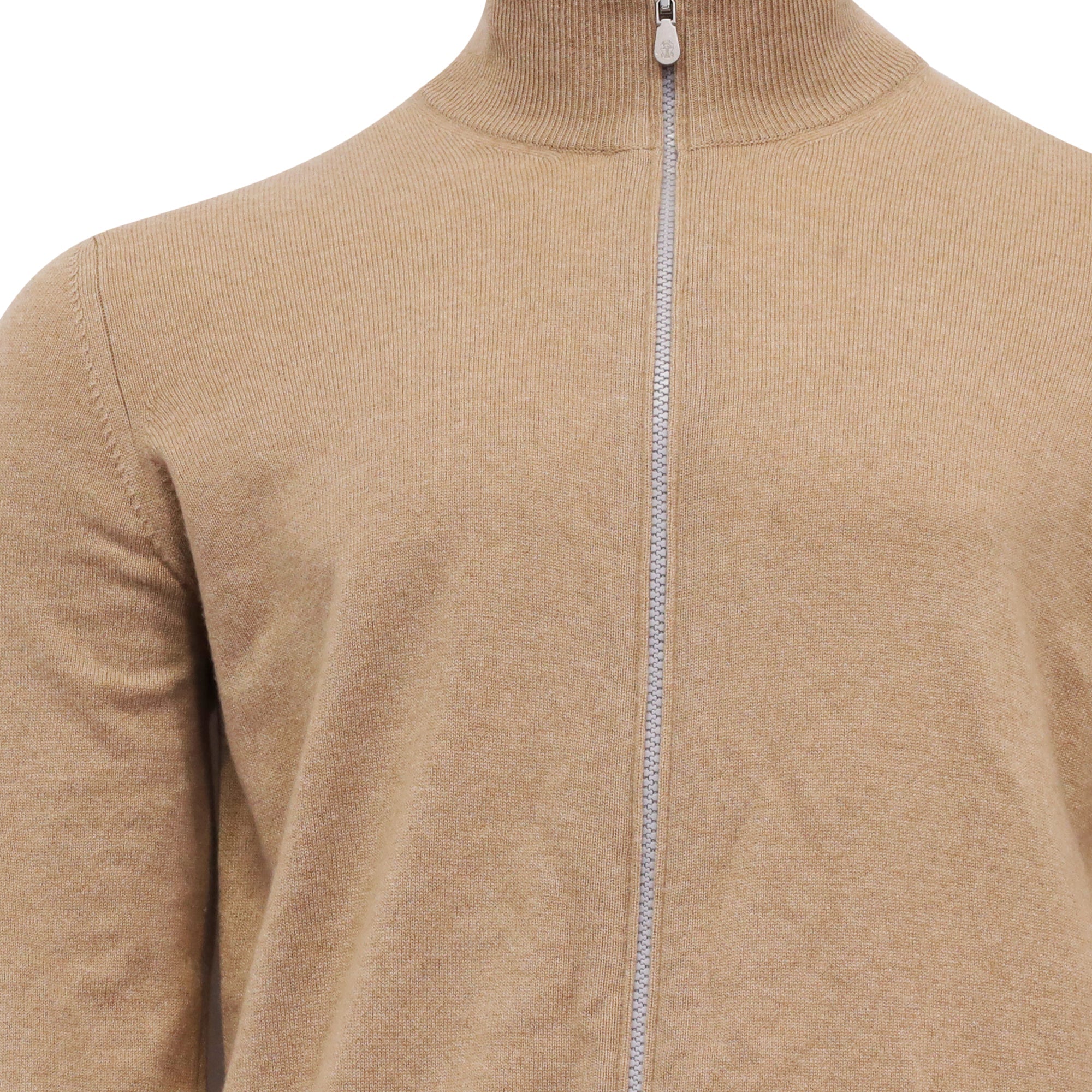 Brunello Cucinelli Zipped Up igan in Brown Cashmere