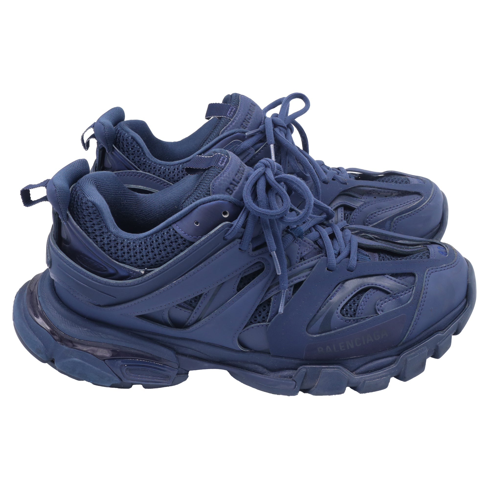 Men's Balenciaga Track Sneakers in Navy Blue Polyurethane