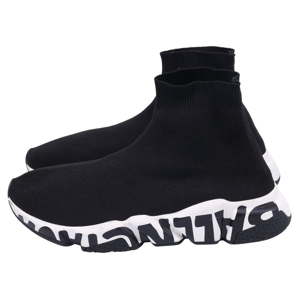 Men's Balenciaga Speed Graffiti Sneakers in Black Polyester
