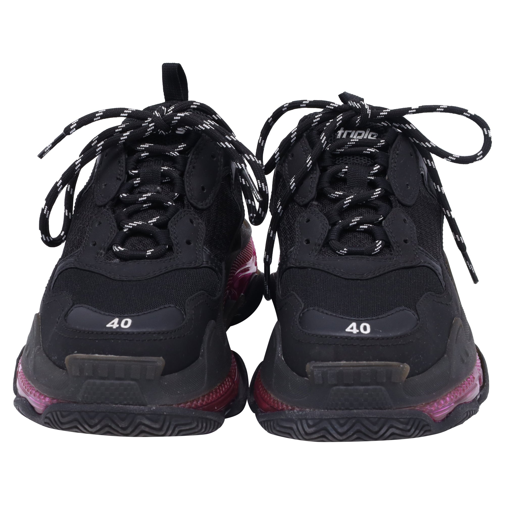Men's Balenciaga Triple S Clear Sneakers in Black and Pink Polyester