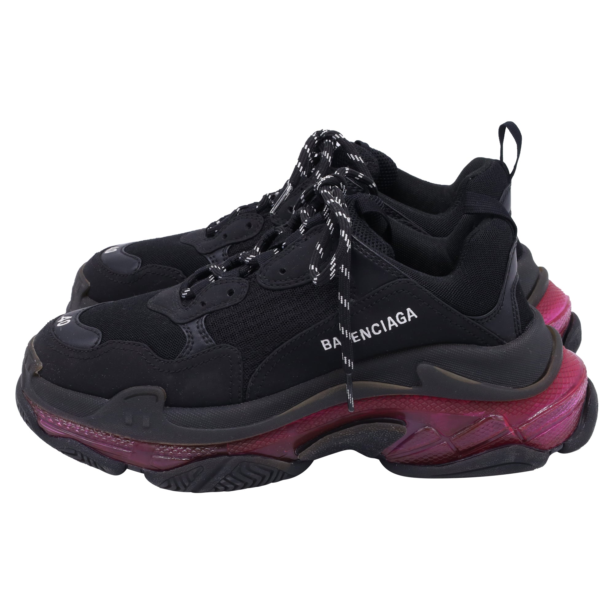 Men's Balenciaga Triple S Clear Sneakers in Black and Pink Polyester