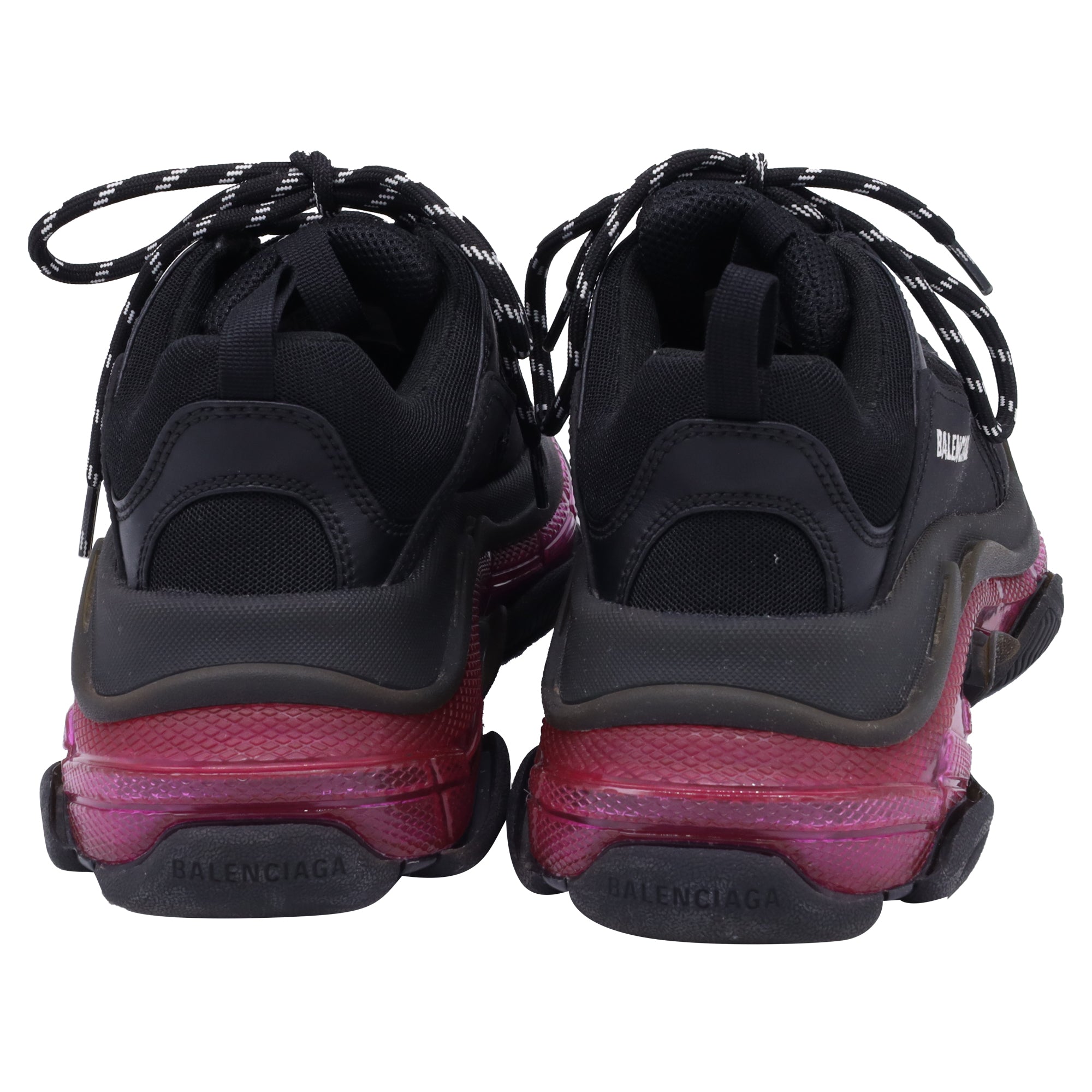 Men's Balenciaga Triple S Clear Sneakers in Black and Pink Polyester