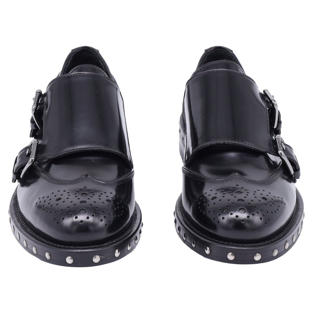 Women's Dolce & Gabbana Studded Oxford Shoes in Black Leather