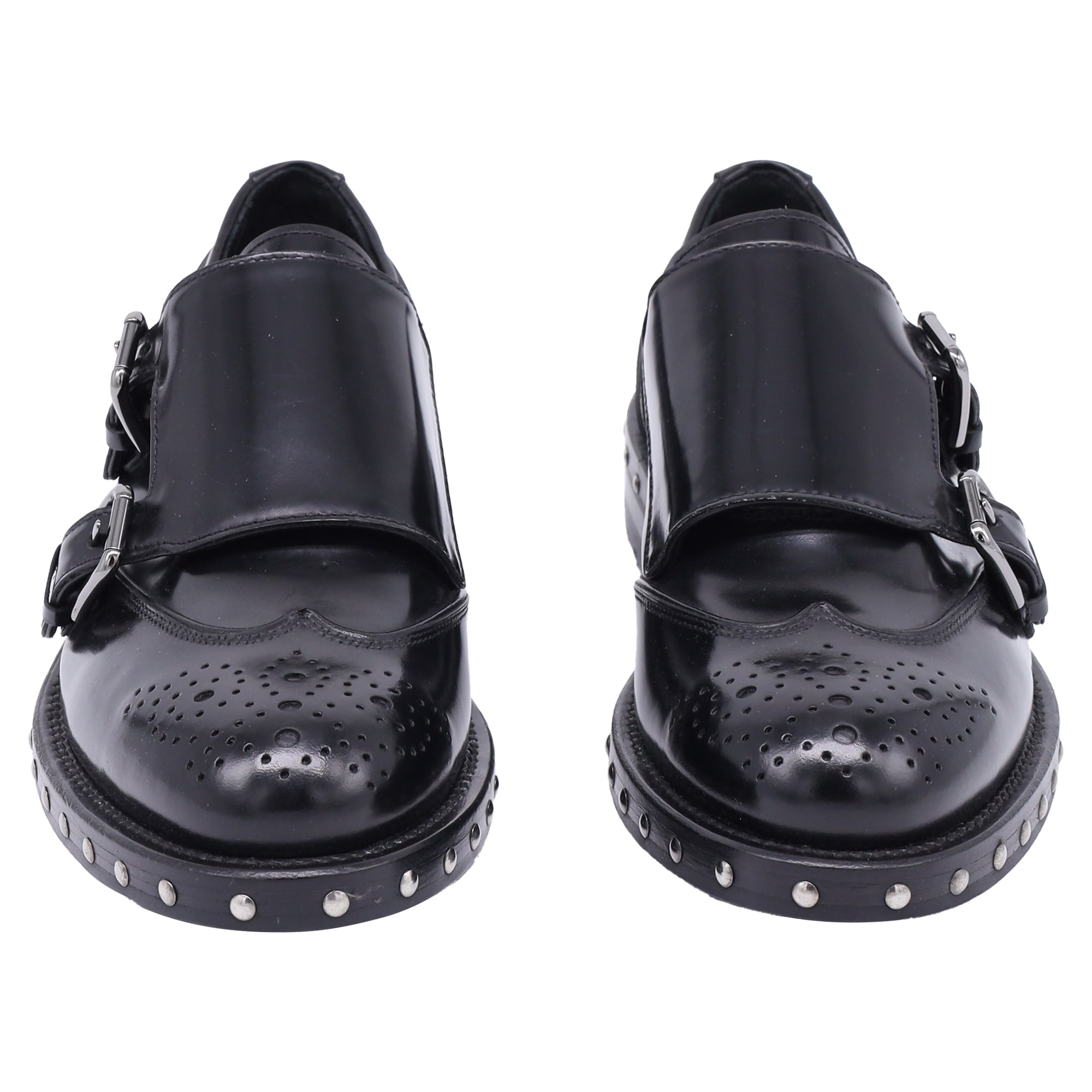 Women's Dolce & Gabbana Studded Oxford Shoes in Black Leather