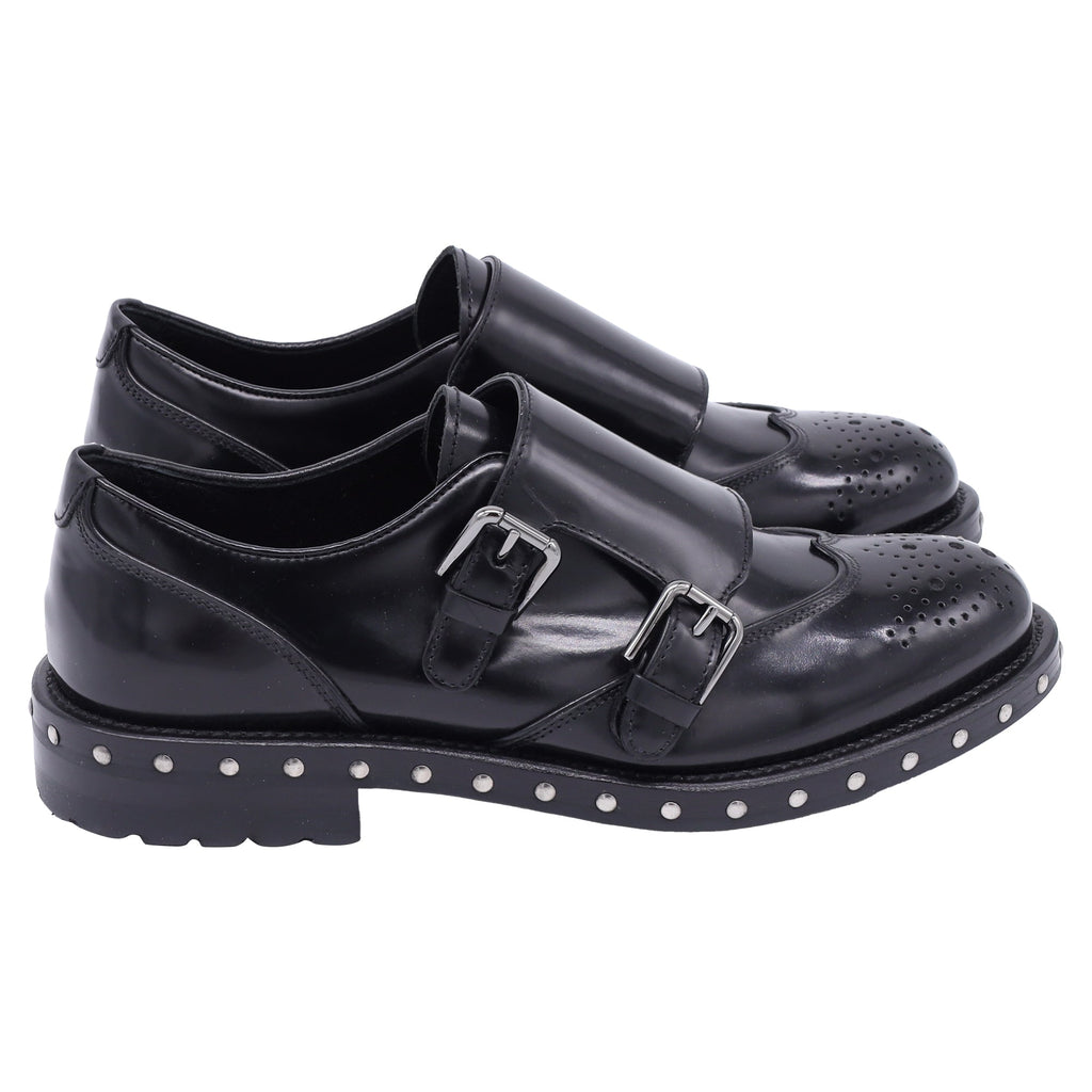 Women's Dolce & Gabbana Studded Oxford Shoes in Black Leather