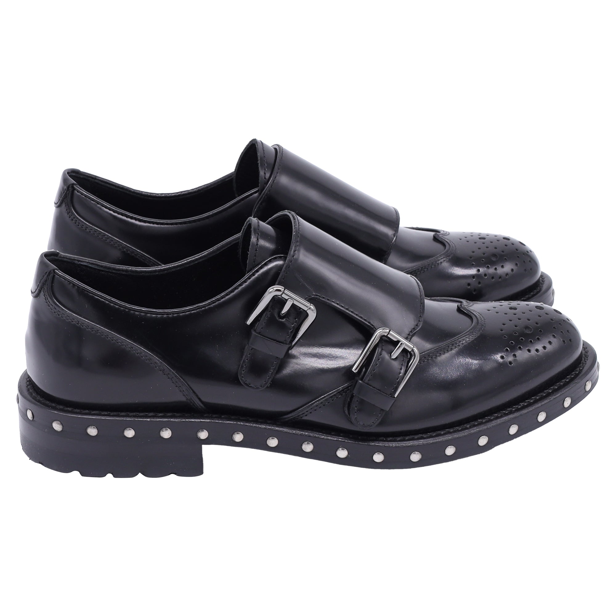 Women's Dolce & Gabbana Studded Oxford Shoes in Black Leather