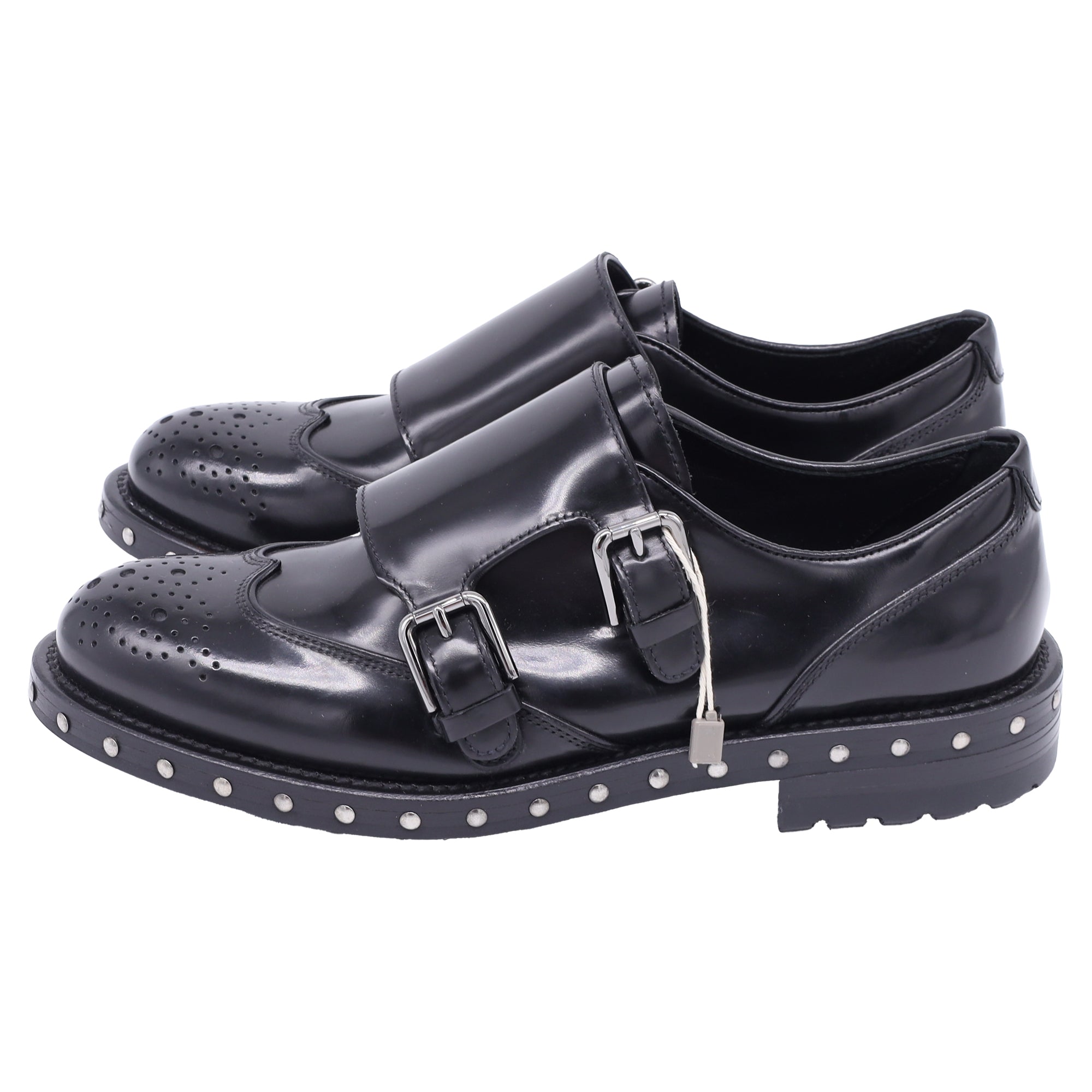 Women's Dolce & Gabbana Studded Oxford Shoes in Black Leather