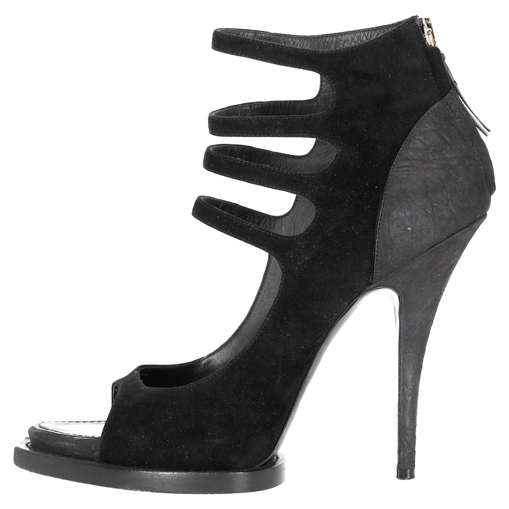 Women's Givenchy Strappy Platform Sandal Heels in Black Suede