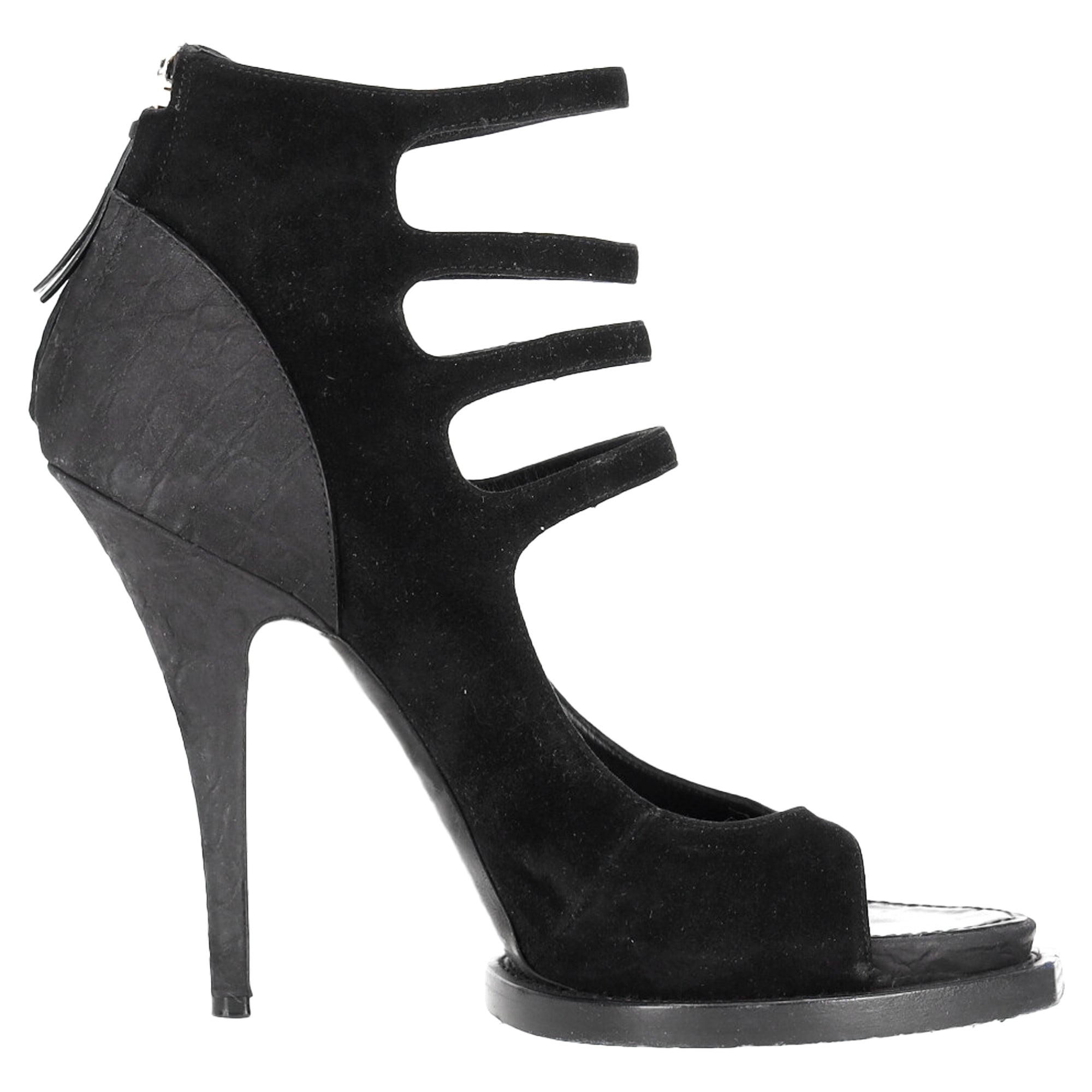 Women's Givenchy Strappy Platform Sandal Heels in Black Suede
