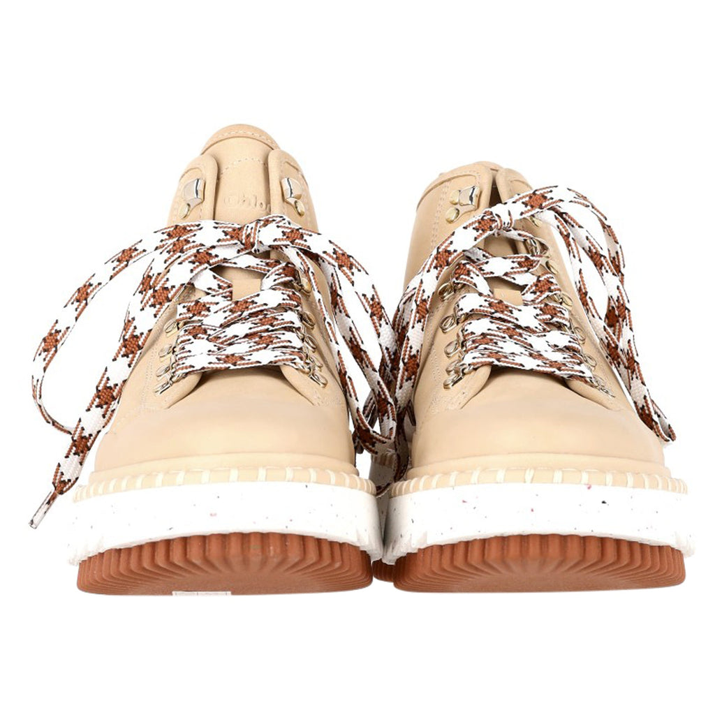 Chloé Lilli Nubuck Platform Ankle Boots in Beige Sheepskin