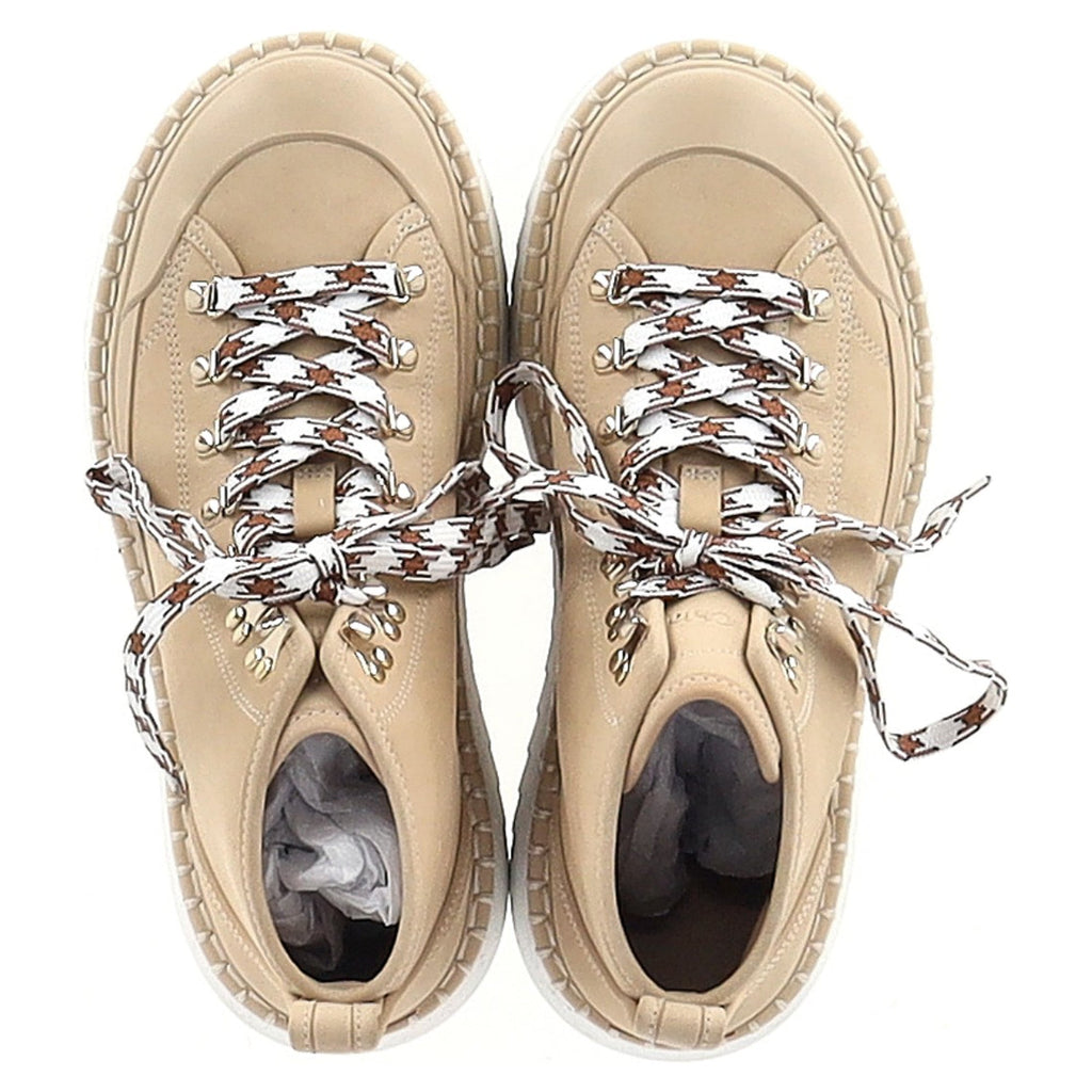 Chloé Lilli Nubuck Platform Ankle Boots in Beige Sheepskin