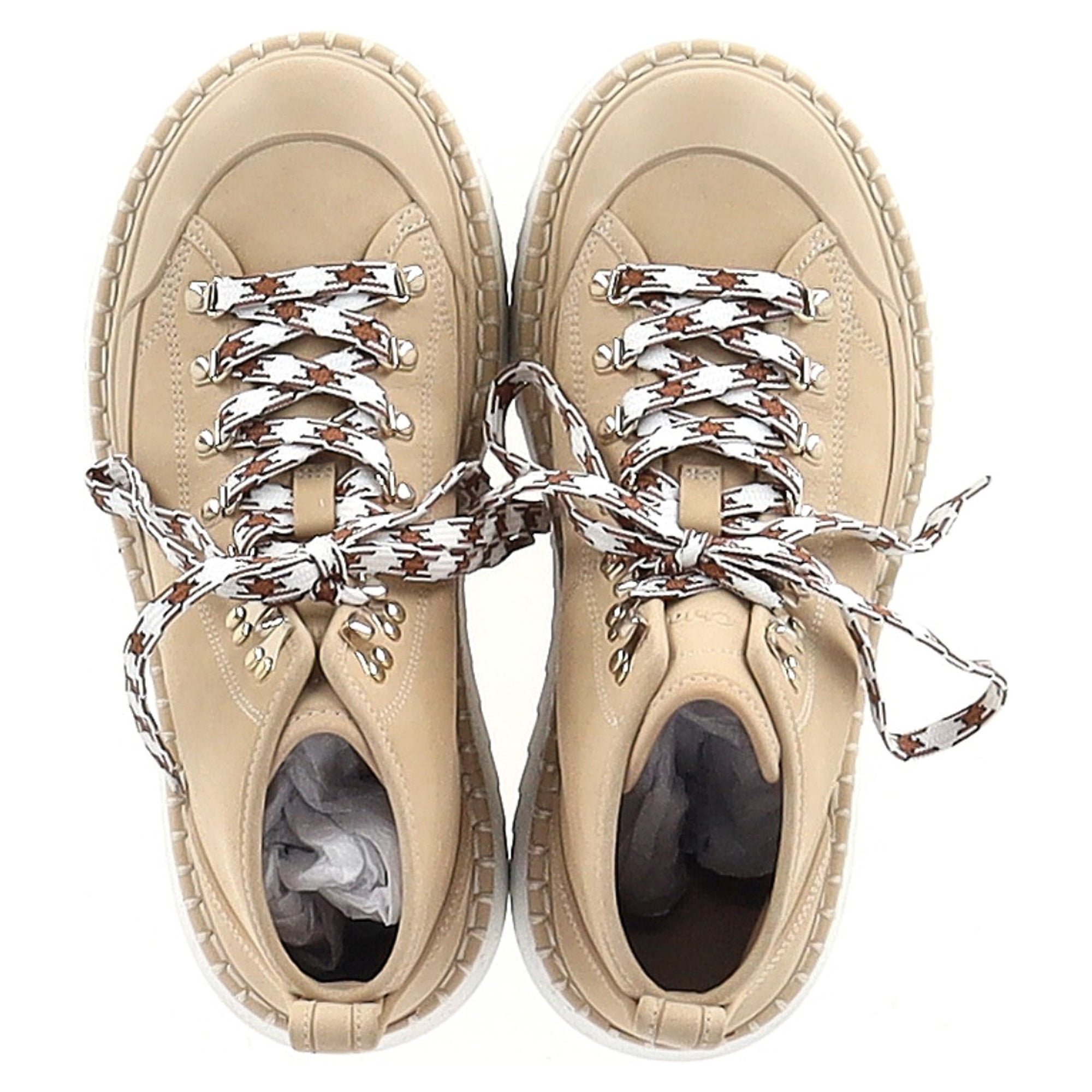 Chloé Lilli Nubuck Platform Ankle Boots in Beige Sheepskin