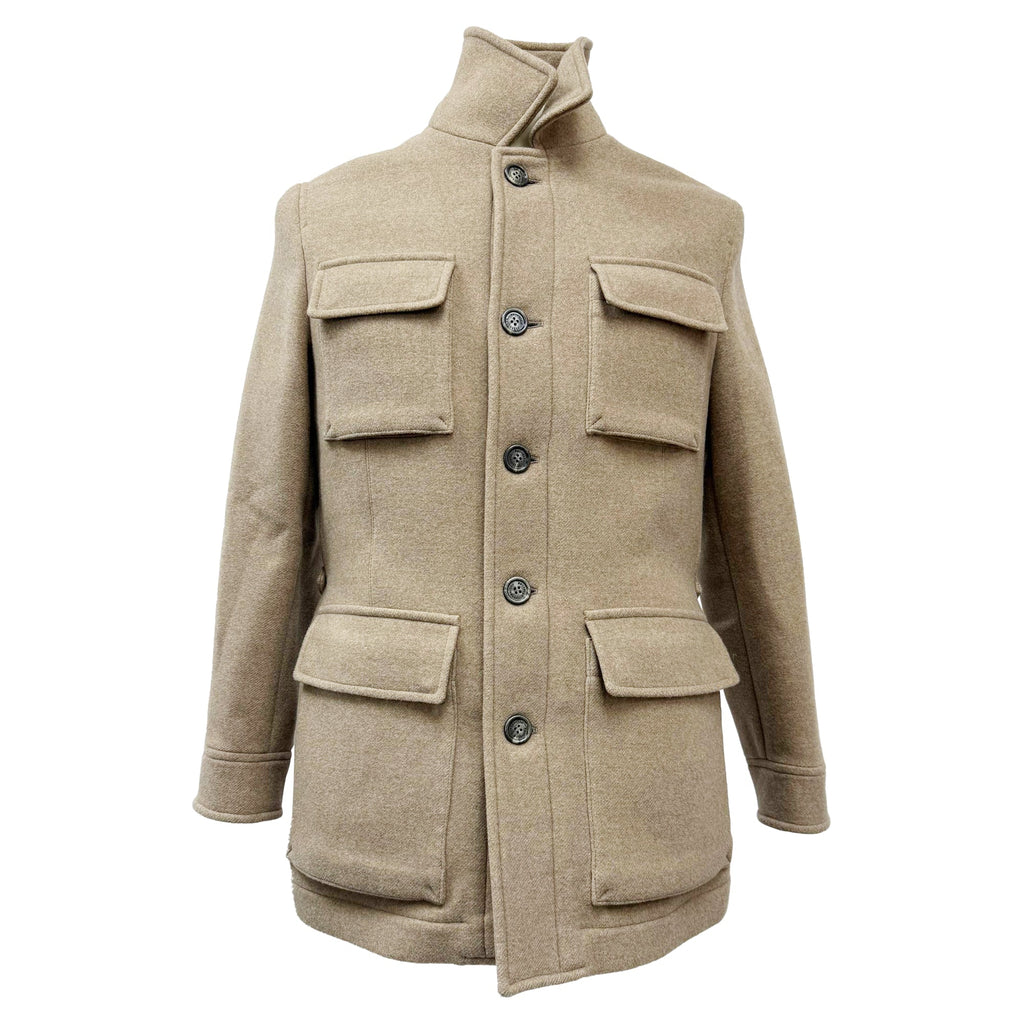 Brunello Cucinelli Utility Jacket with Pockets in Brown Wool