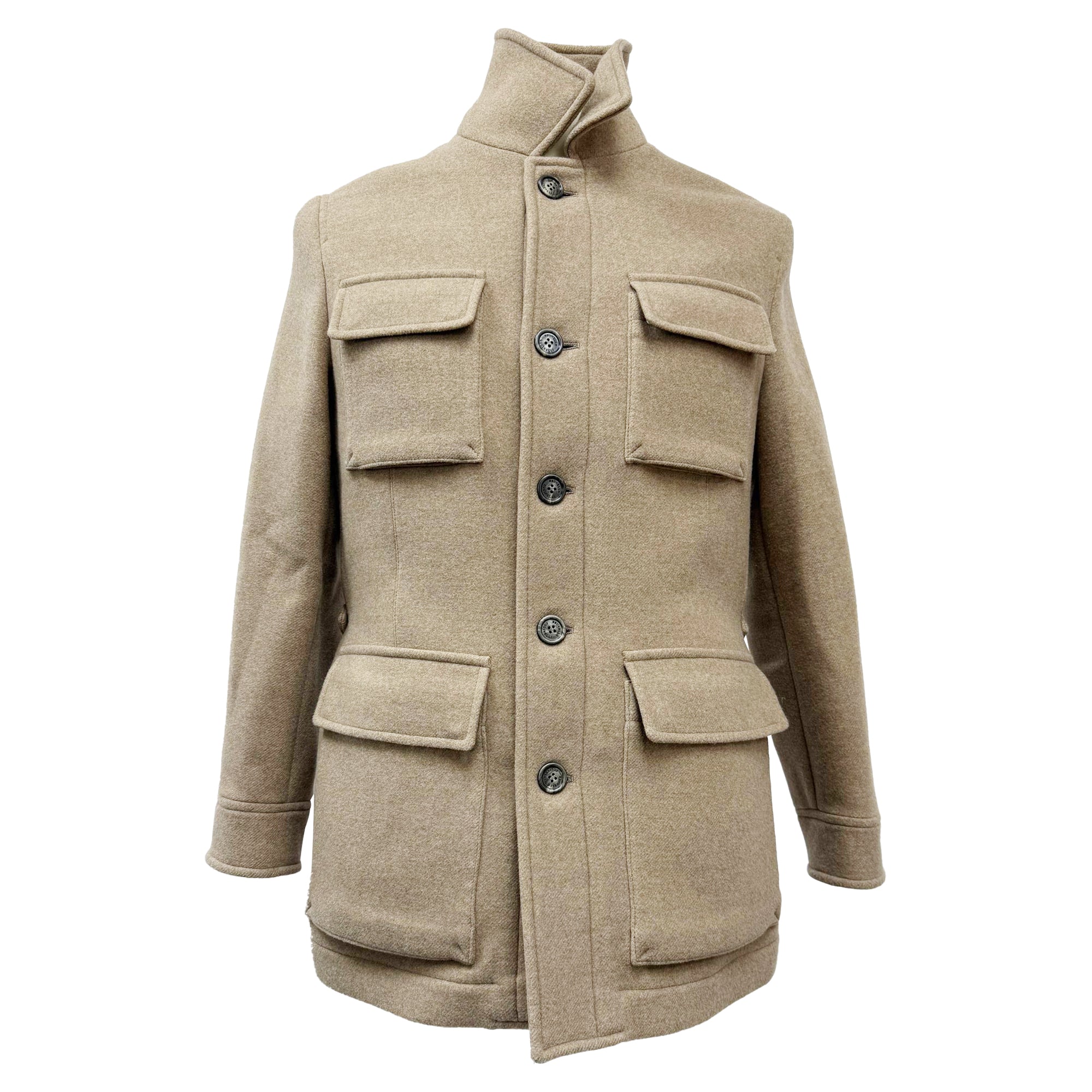 Brunello Cucinelli Utility Jacket with Pockets in Brown Wool