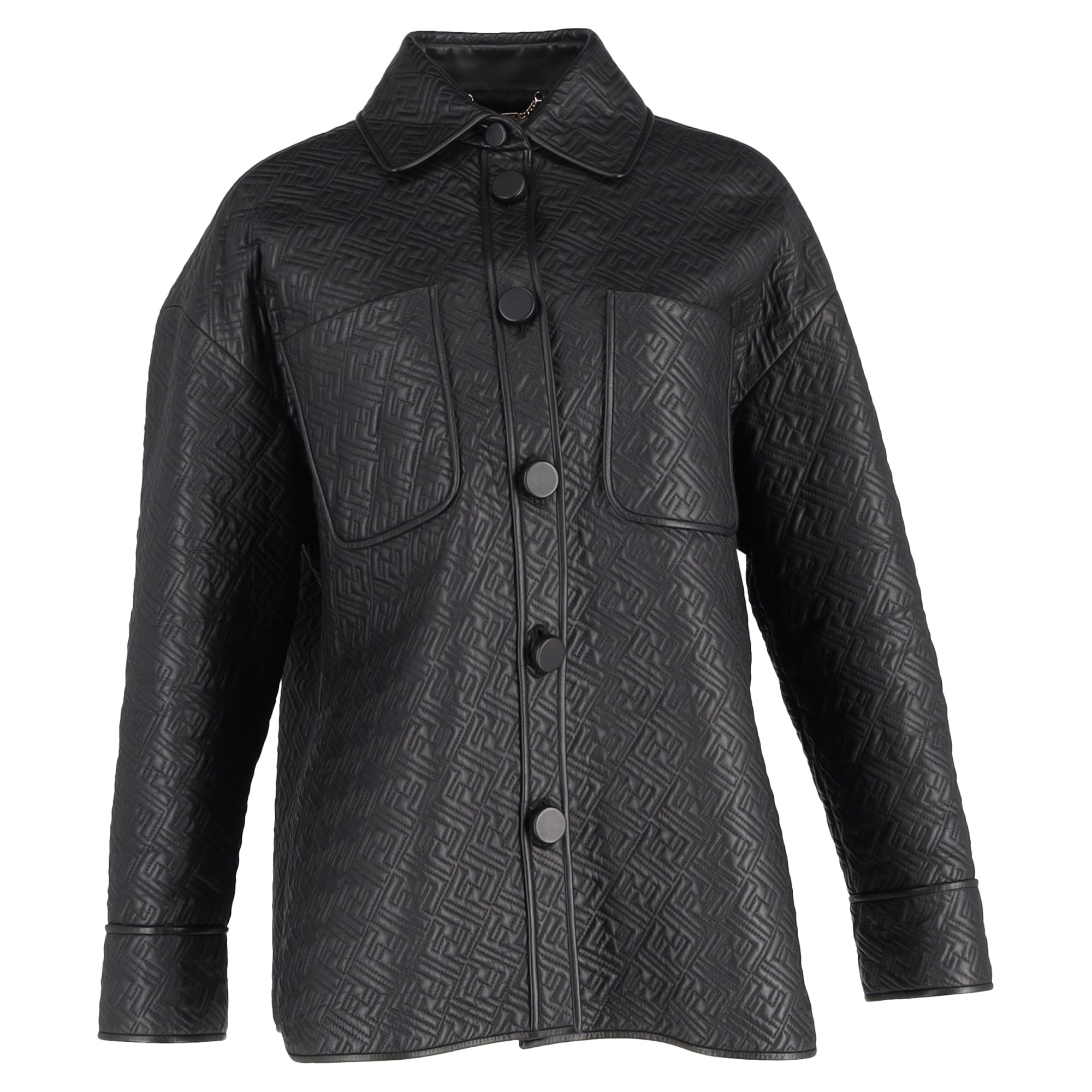 Fendi Monogram Go-To Jacket in Black Nappa Leather