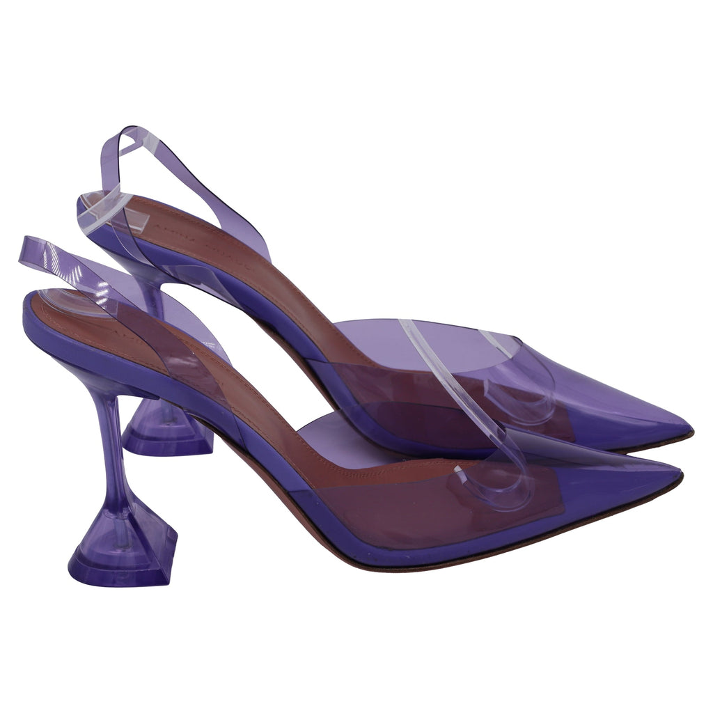 Women's Amina Muadd Holli Glass Slingback Pumps in Purple PVC