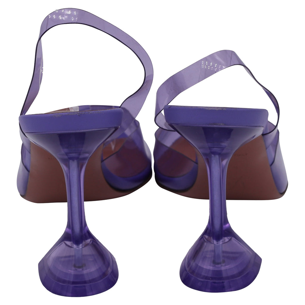 Women's Amina Muadd Holli Glass Slingback Pumps in Purple PVC