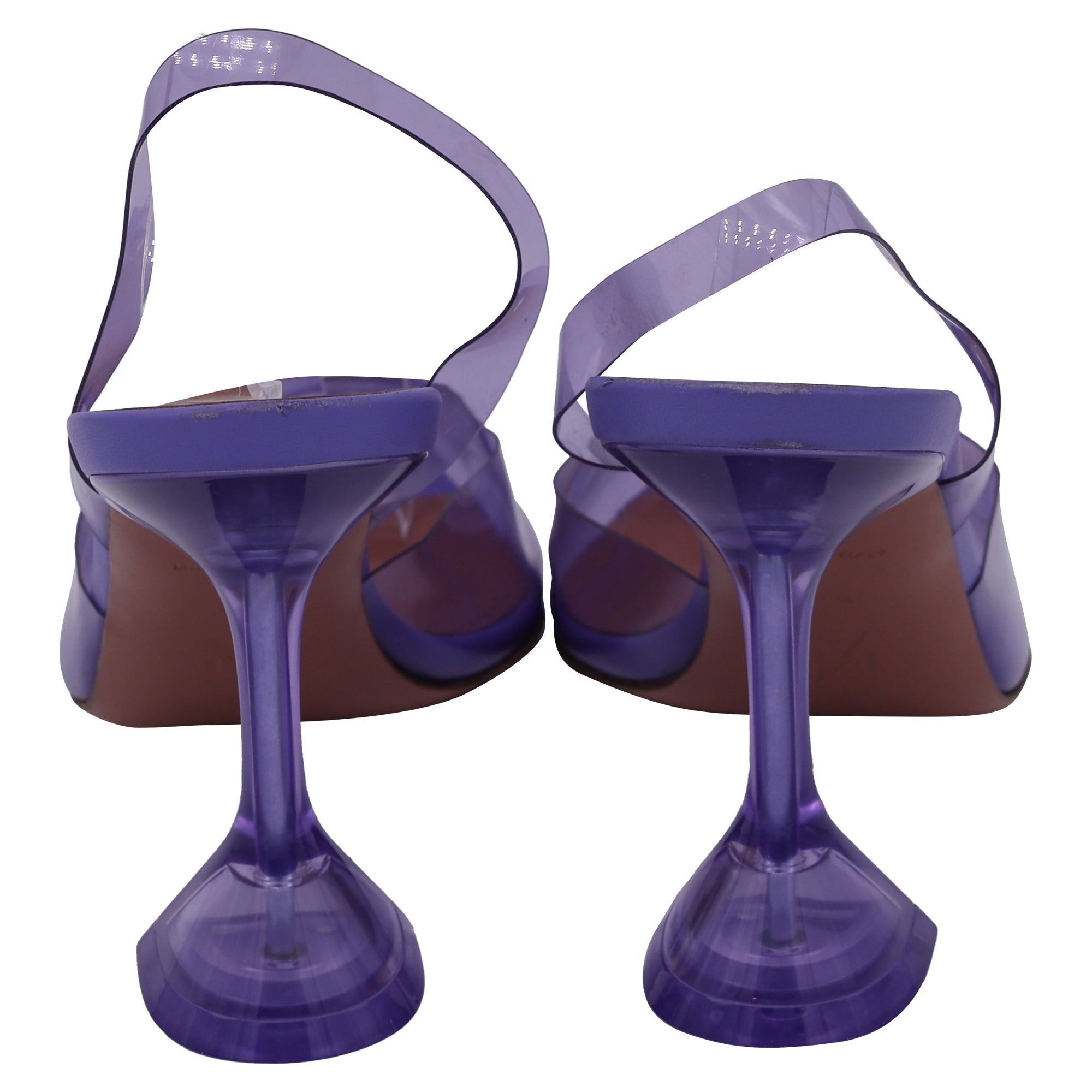 Women's Amina Muadd Holli Glass Slingback Pumps in Purple PVC