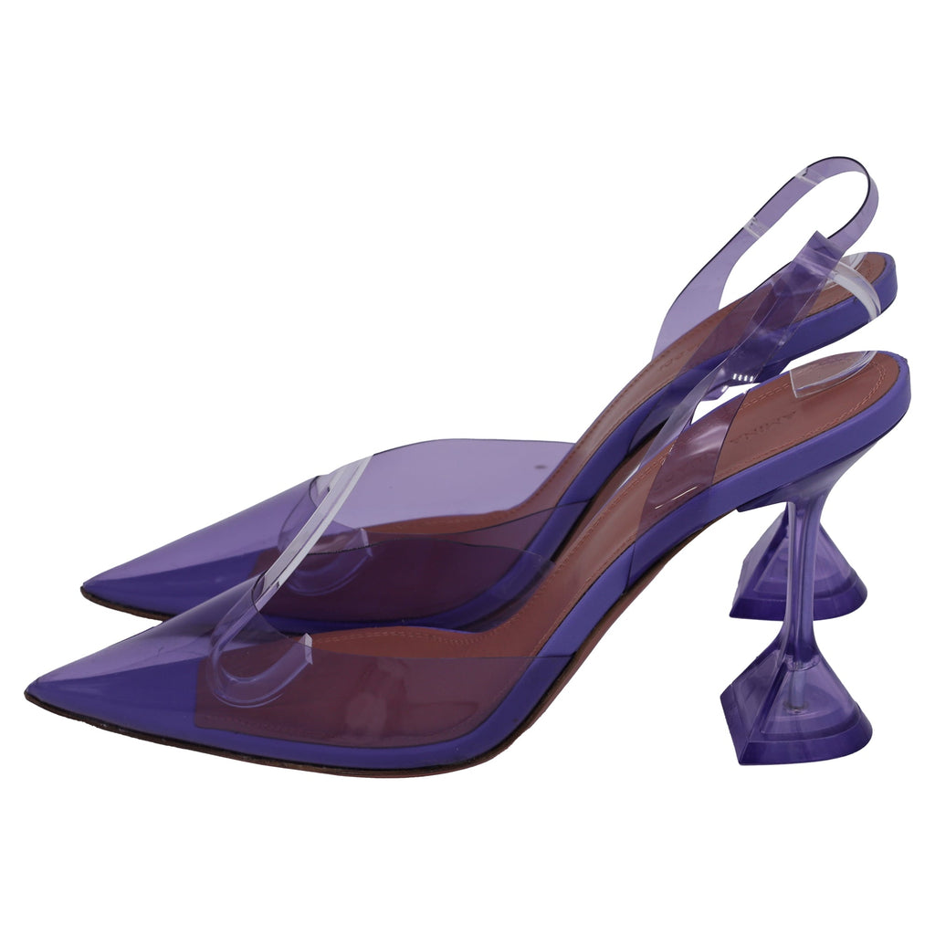 Women's Amina Muadd Holli Glass Slingback Pumps in Purple PVC