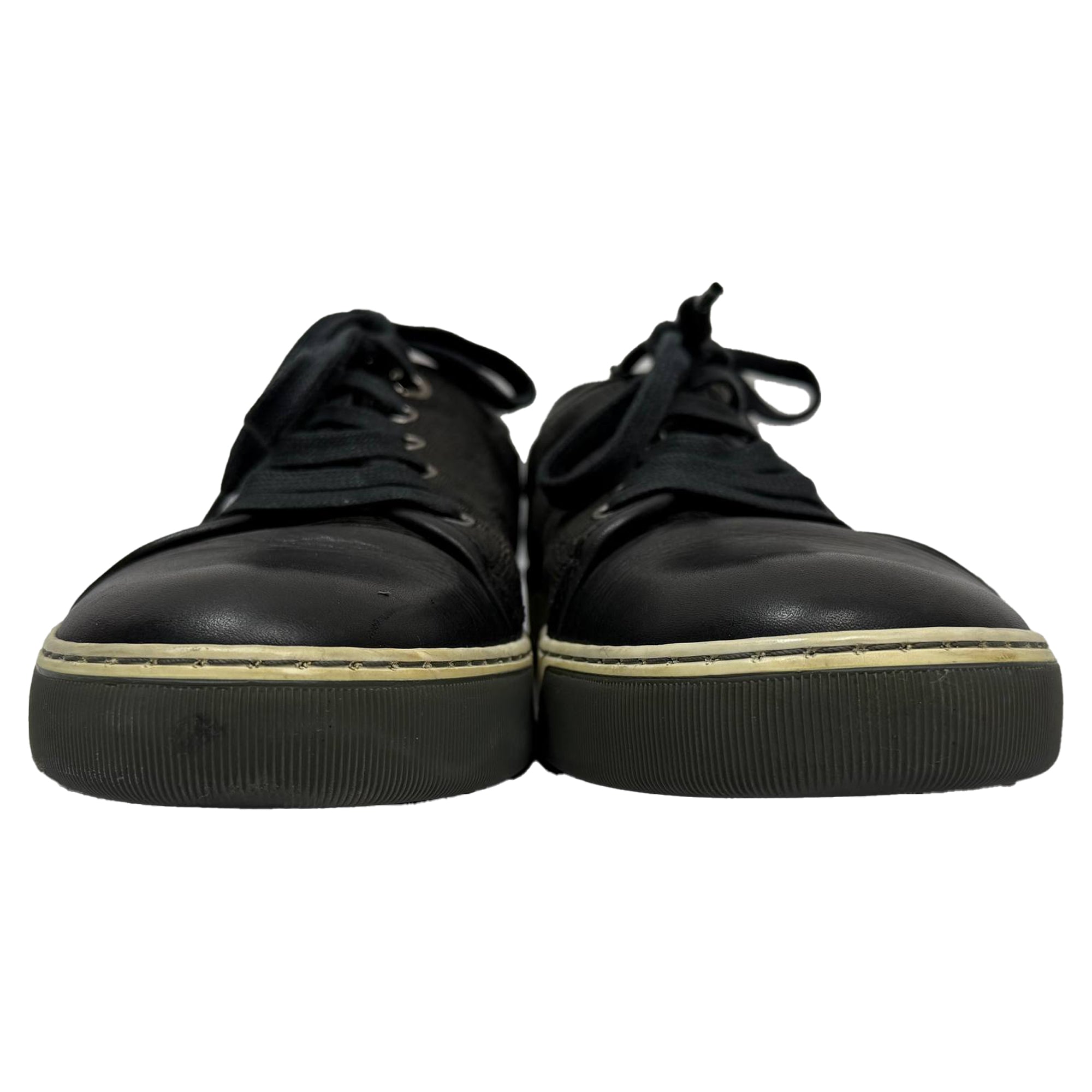 Lanvin Textured Low-Top Sneakers in Black Leather
