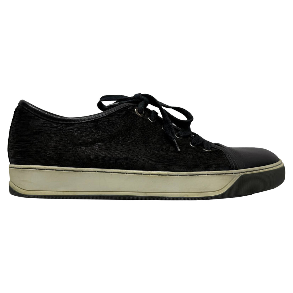 Lanvin Textured Low-Top Sneakers in Black Leather