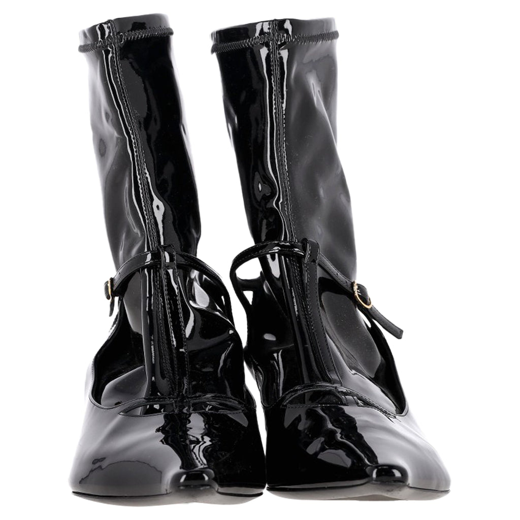The Row Cyd Ankle Boots in Black Patent Leather