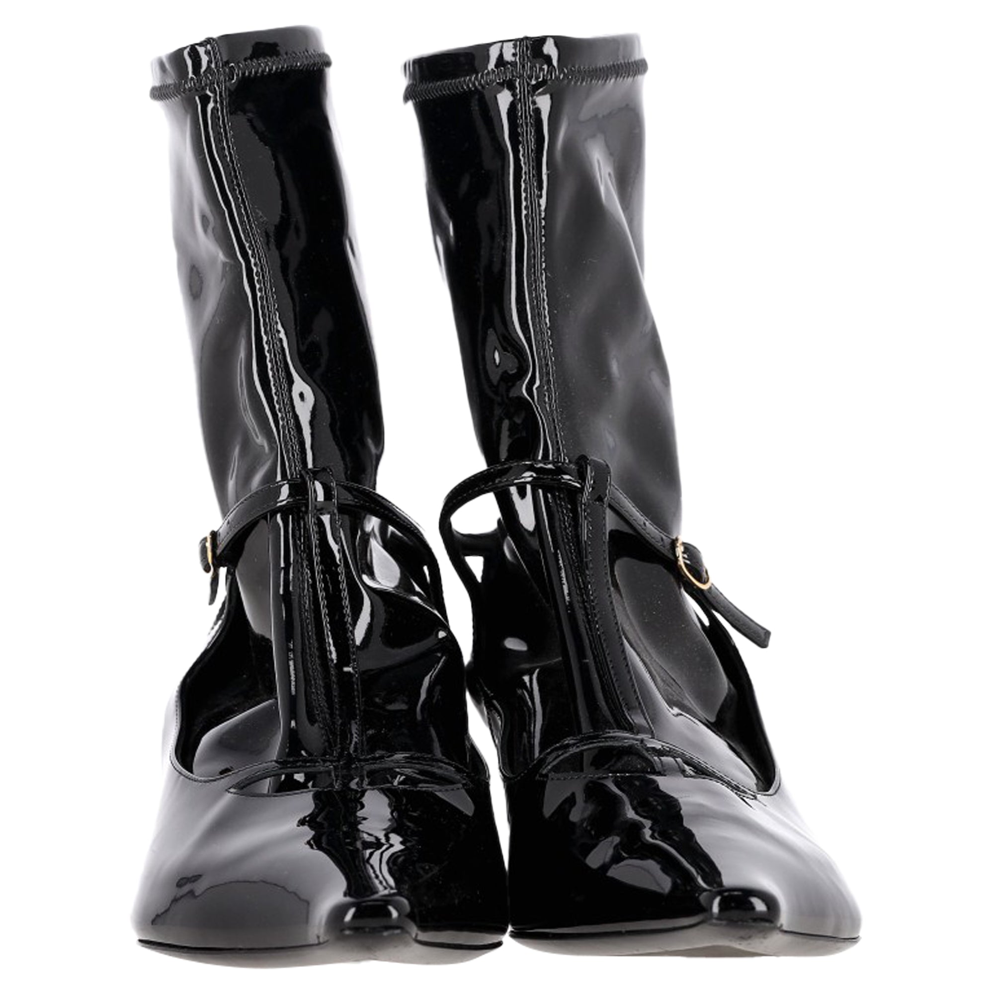 The Row Cyd Ankle Boots in Black Patent Leather