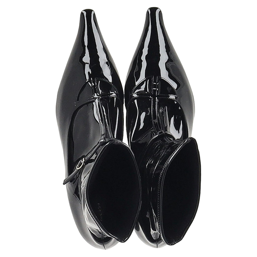The Row Cyd Ankle Boots in Black Patent Leather